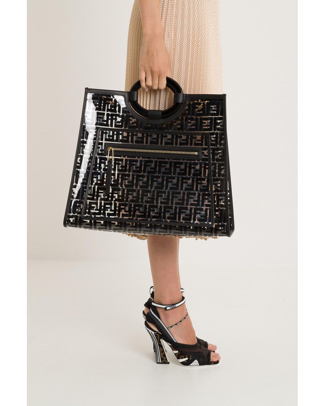 Shopper in PVC trasparente Runaway di Fendi in Nero Lyst