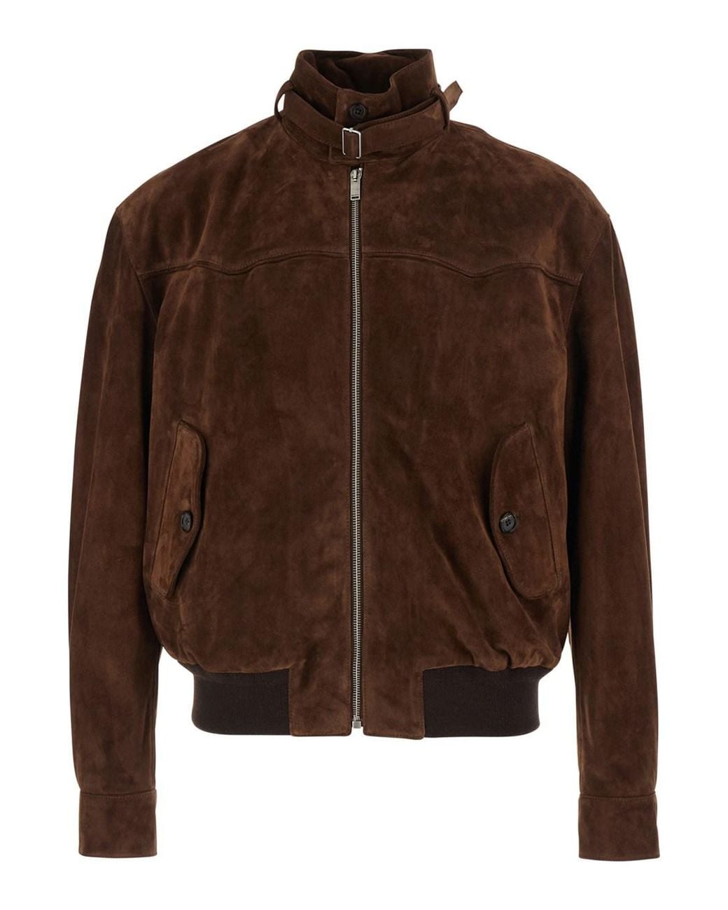 McQueen Brown Jacket With Belted Collar And Chain With T-Back Detail for men