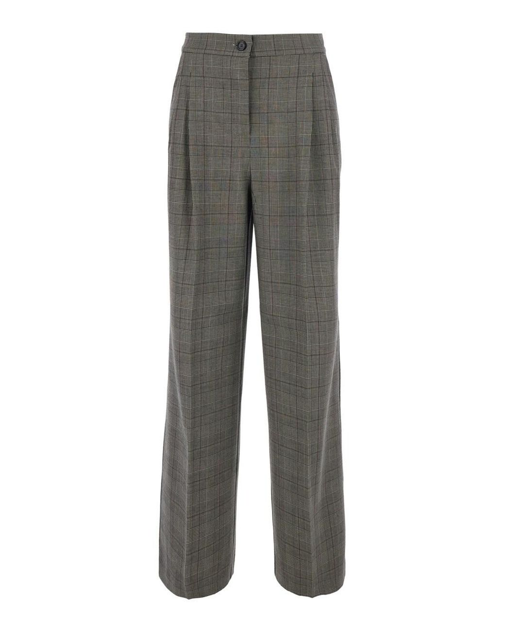 Pinko Gray Trousers Wool-Blend Polyester