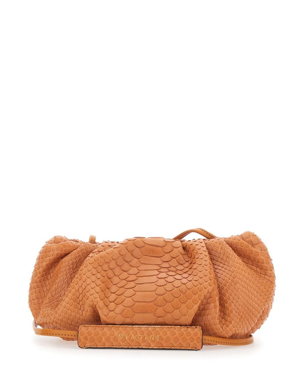Biaggini Orange 'Pillow' Clutch With Shoulder Strap And Magnetic Closur