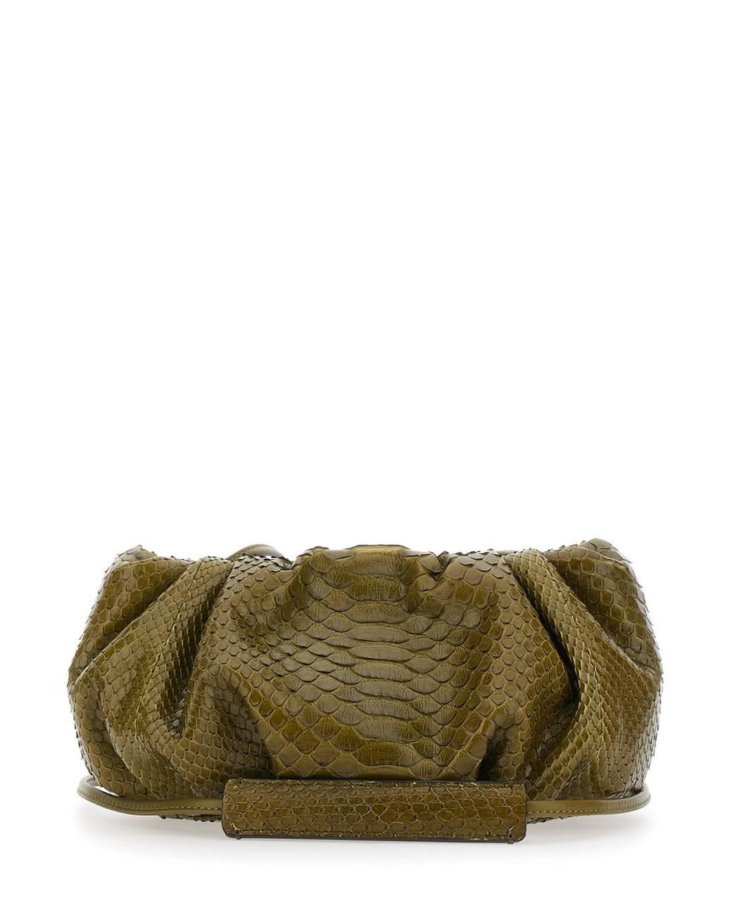 Biaggini Green 'Pillow' Clutch With Shoulder Strap And Magnetic Closure
