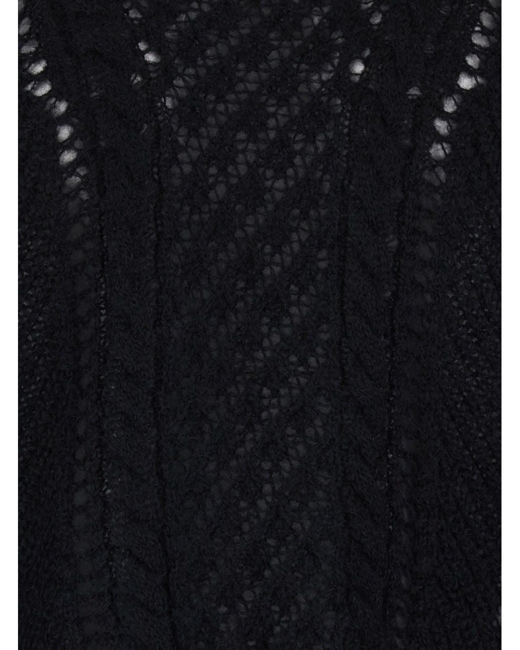 Twinset Black Crewneck Sweater With Logo Plaque On The Rear And Perfor
