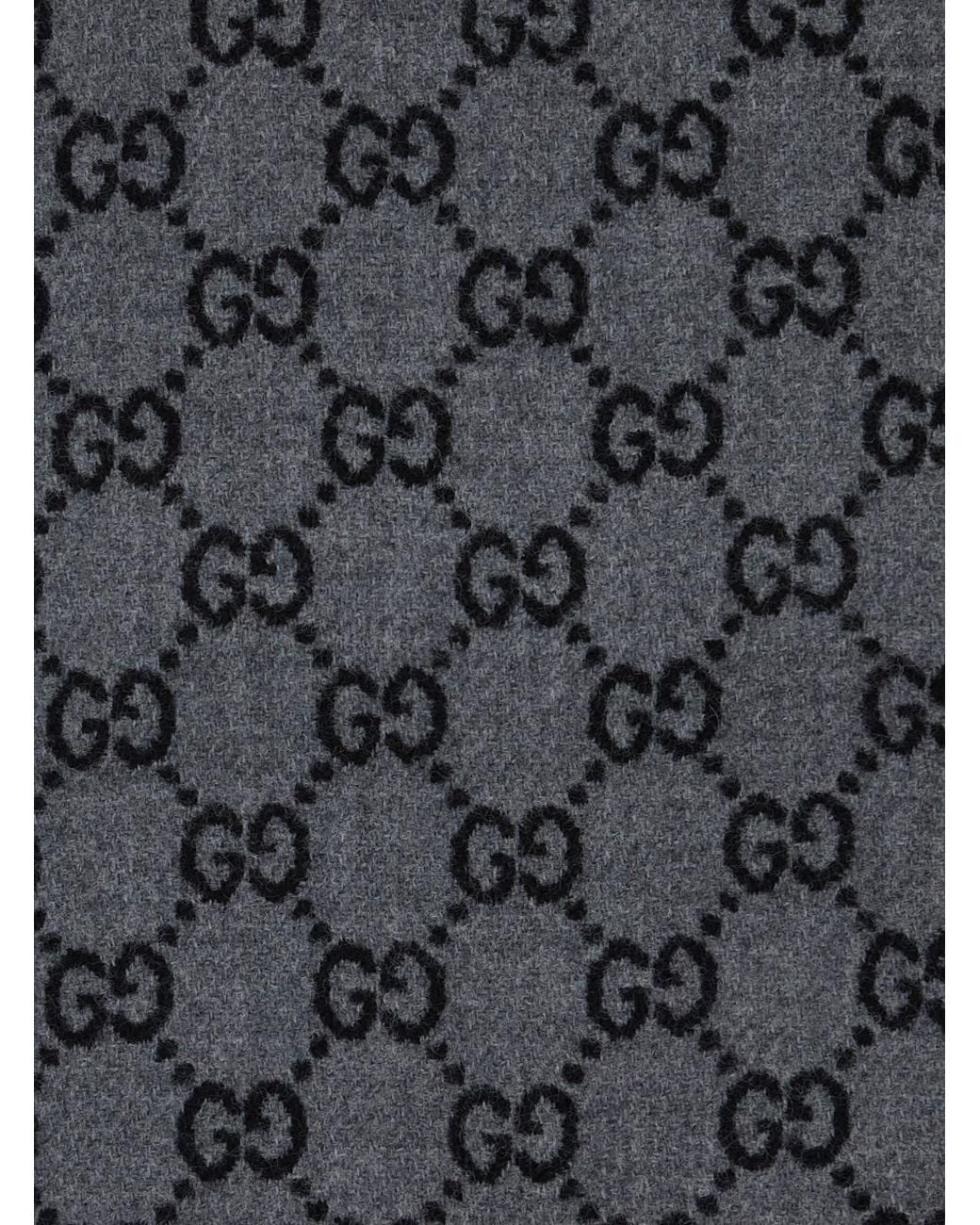 Gucci Gray Scarf 'Gg' With Fringed Edge for men