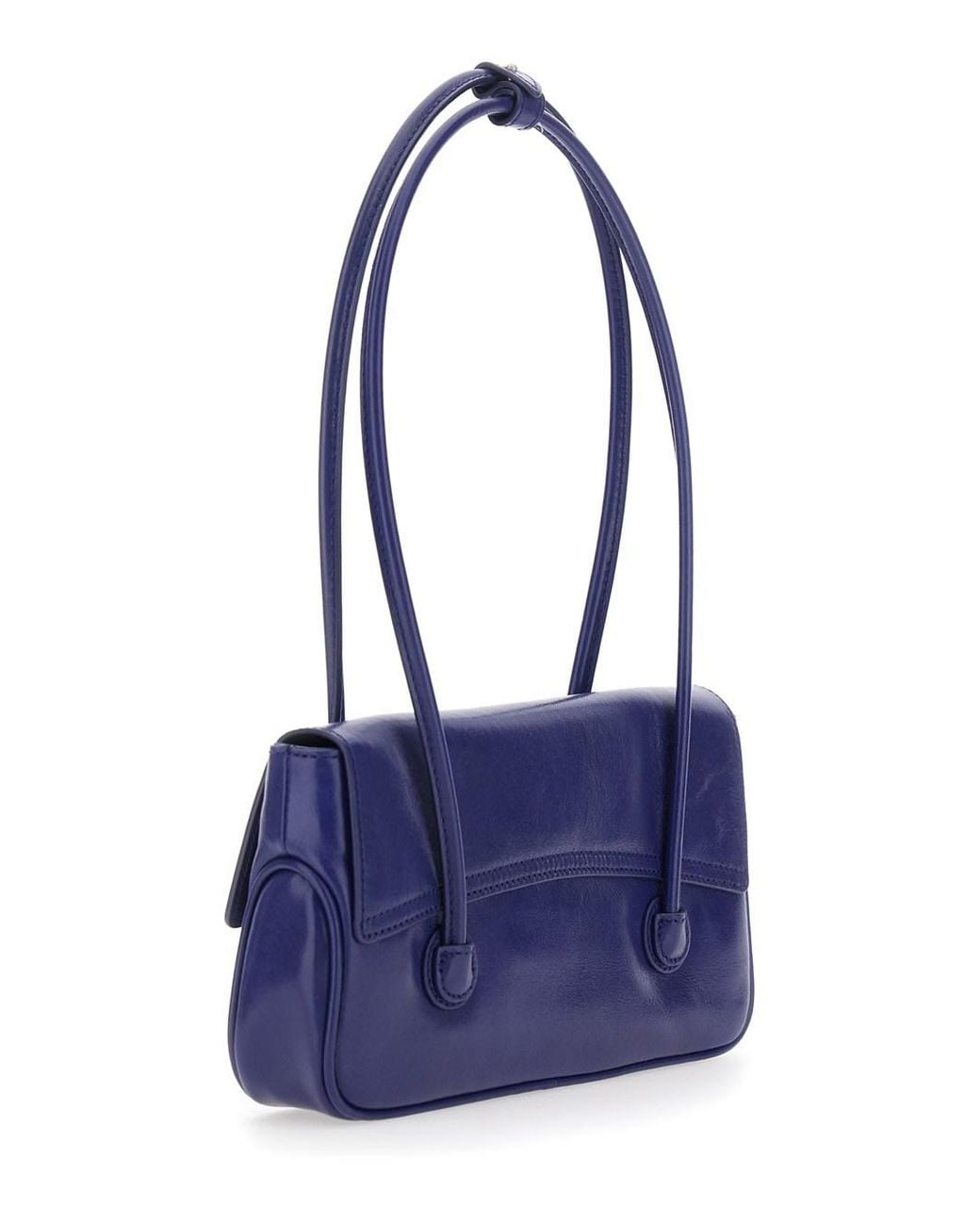 MARGE SHERWOOD Blue Shoulder Bag With Two Top Handles And Logo Letterin