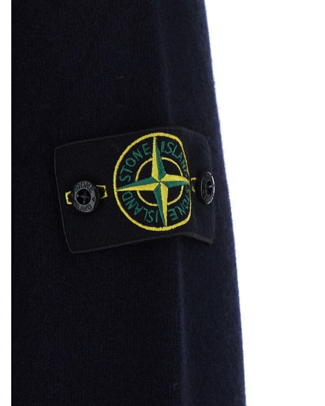 Stone Island Blue Long-Sleeve Wool Polo Shirt T-Shirts for men