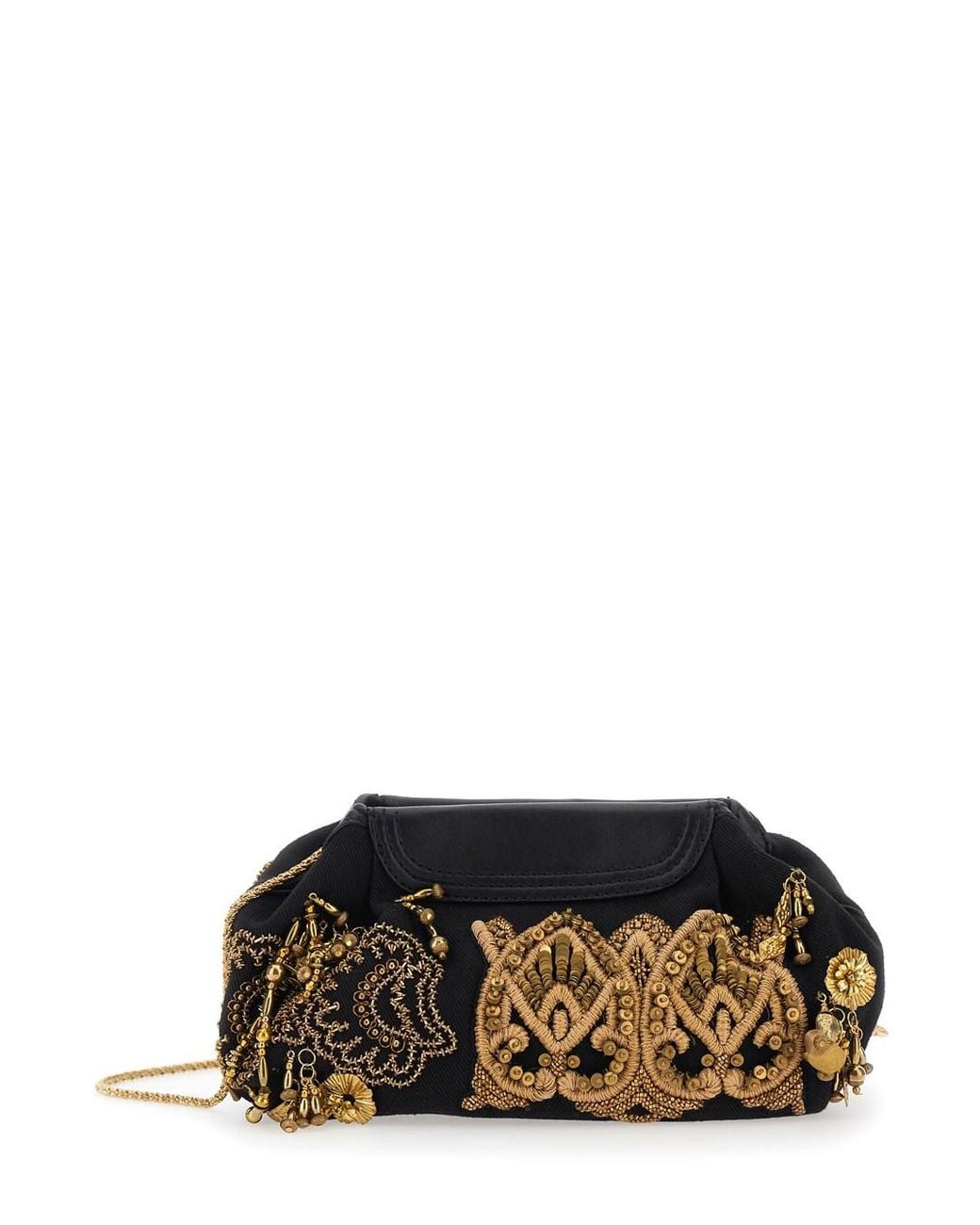 Dries Van Noten Black Clutch Blossom With Cotton