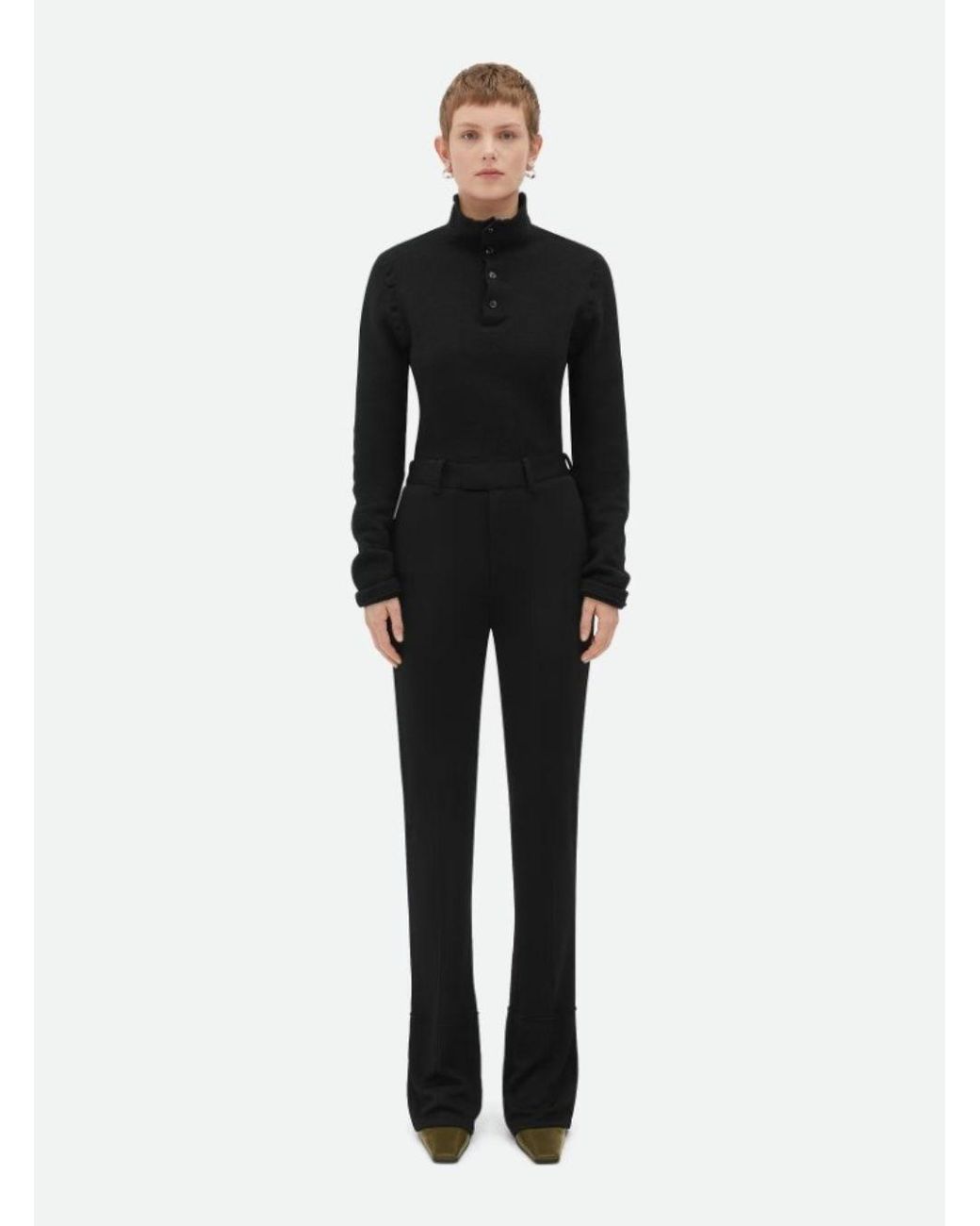 Bottega Veneta Black Flared Pants With Belt Loops