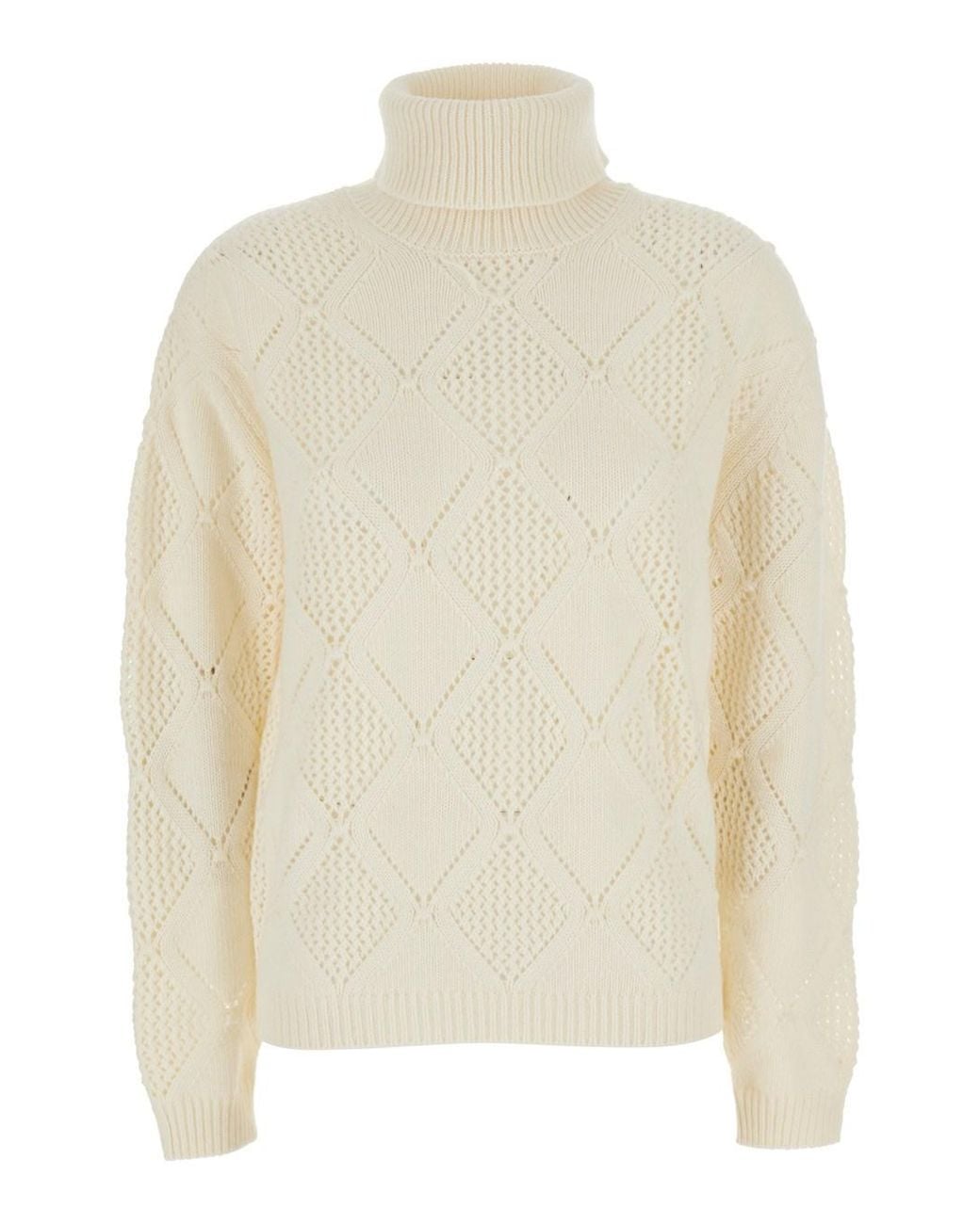 Semicouture White High-Neck Long Sleeve Top