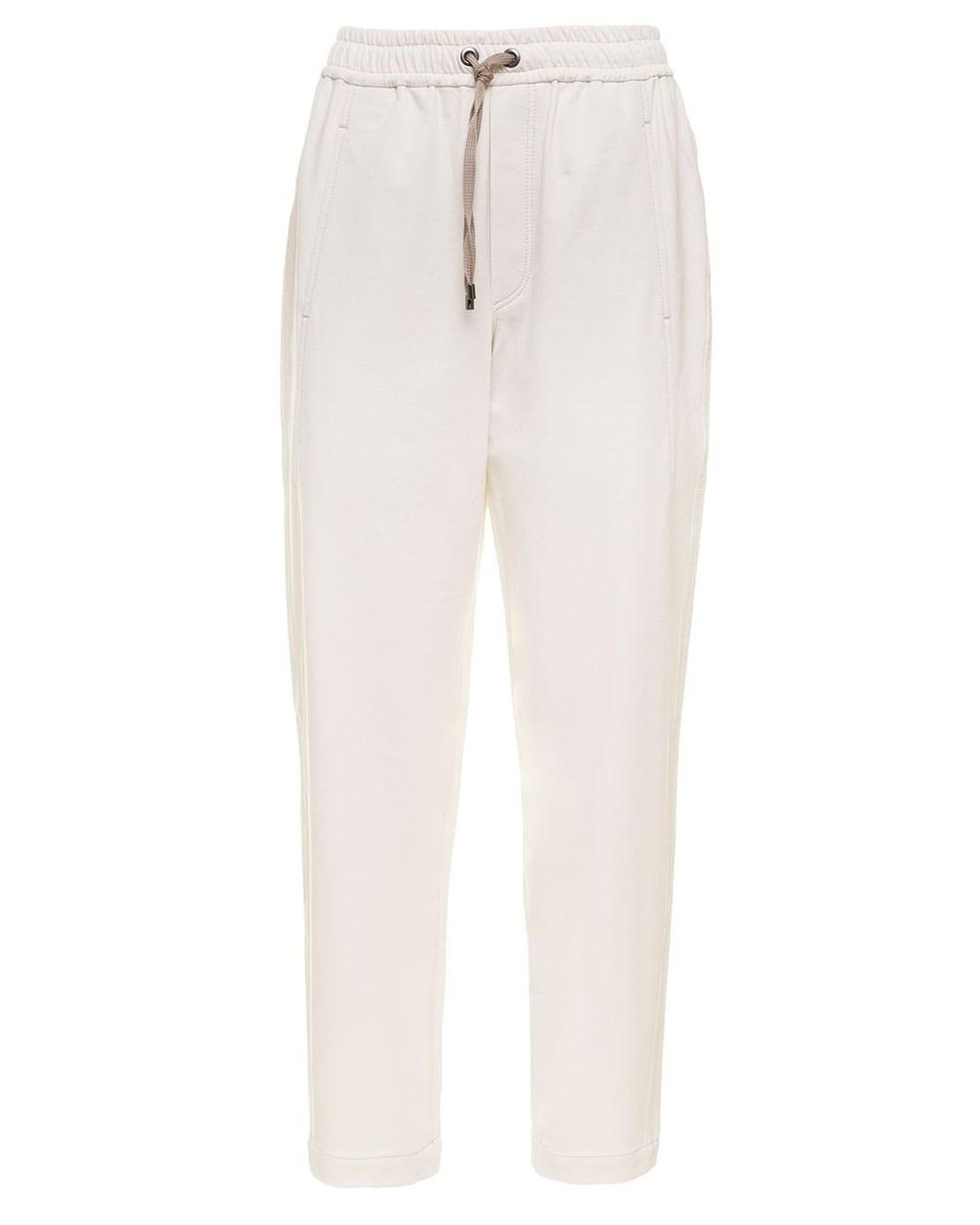 Brunello Cucinelli White Cotton Jersey Jogger With Drawstring Woman | Lyst