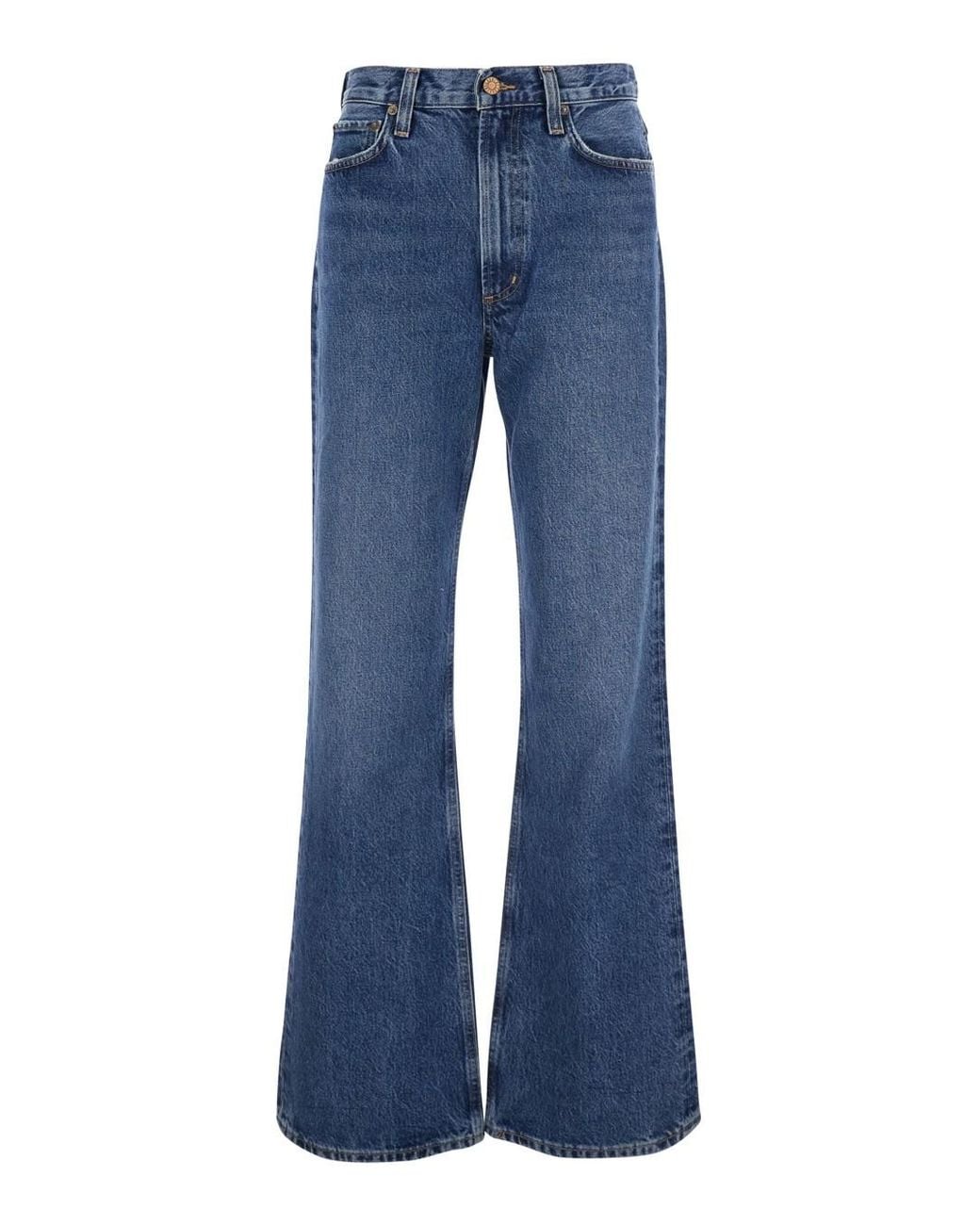Agolde Blue Wide Five-Pocket Jeans, Denim