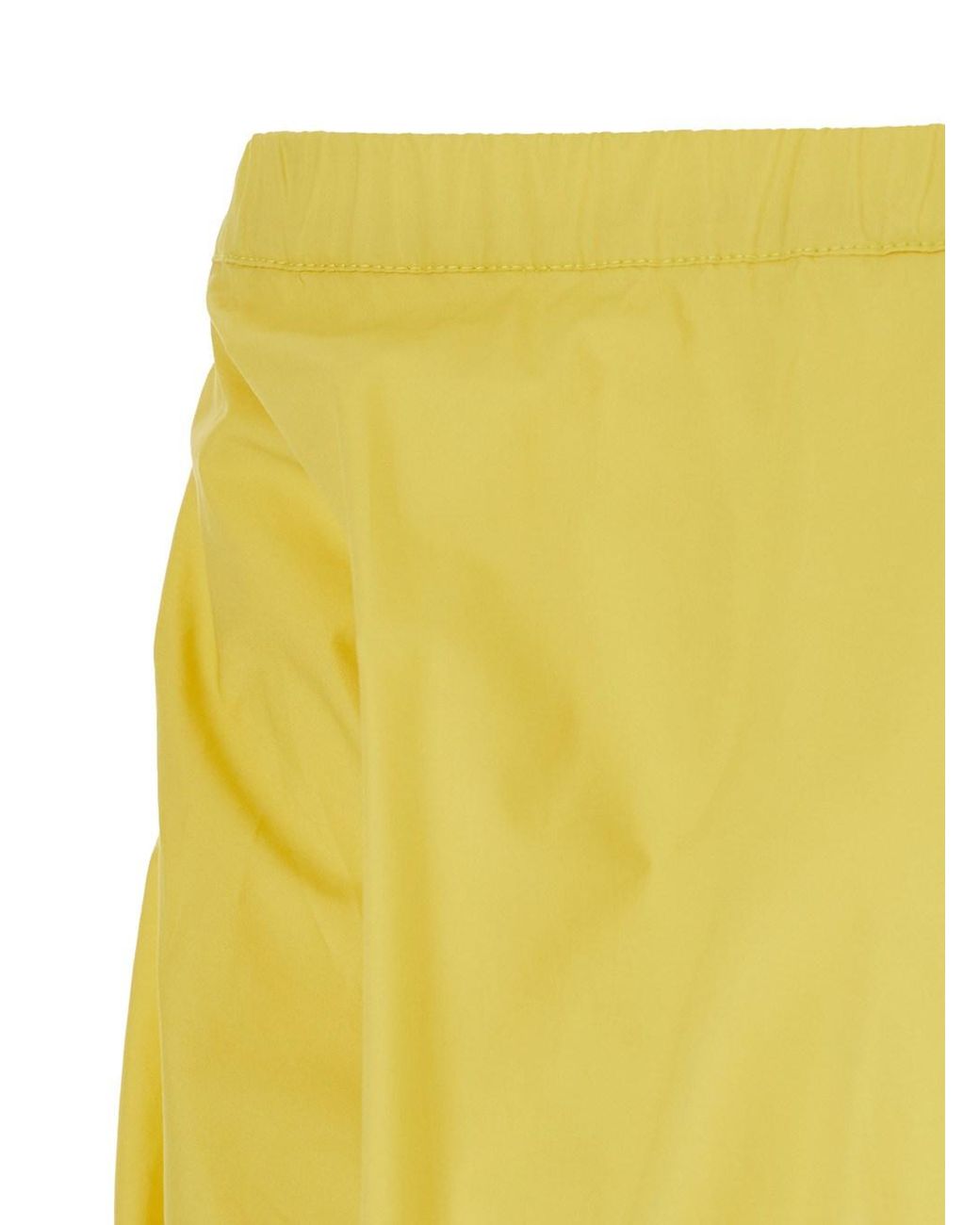 Plain Yellow Off-Shouder Top With Short Sleeves