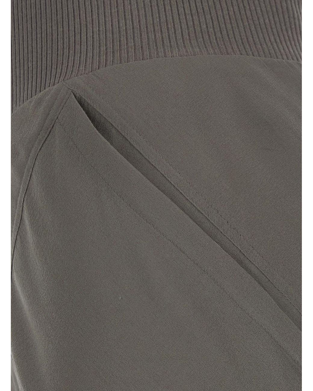 Rick Owens Gray Bias Dust Fabric Trousers With Essential Line Detail