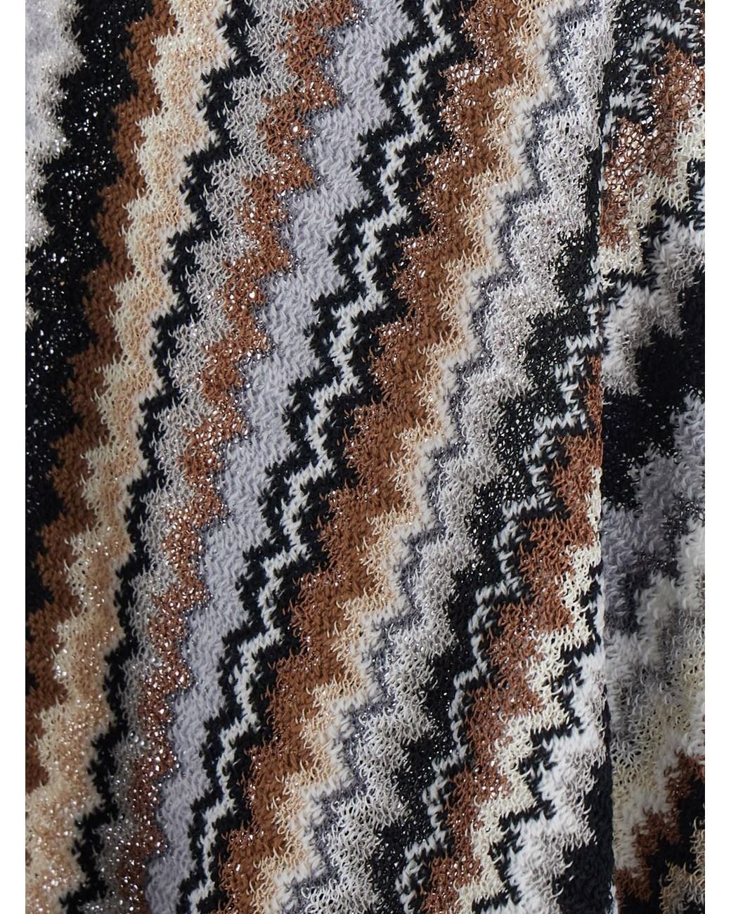 Missoni Gray Wool & Viscose Long Sleeve V-Neck Poncho