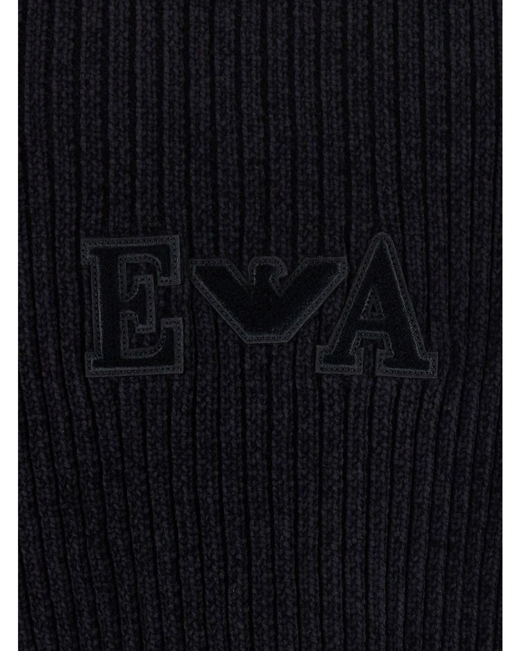 Emporio Armani Blue Turtleneck Sweater Tech Fabric Cotton Tops for men