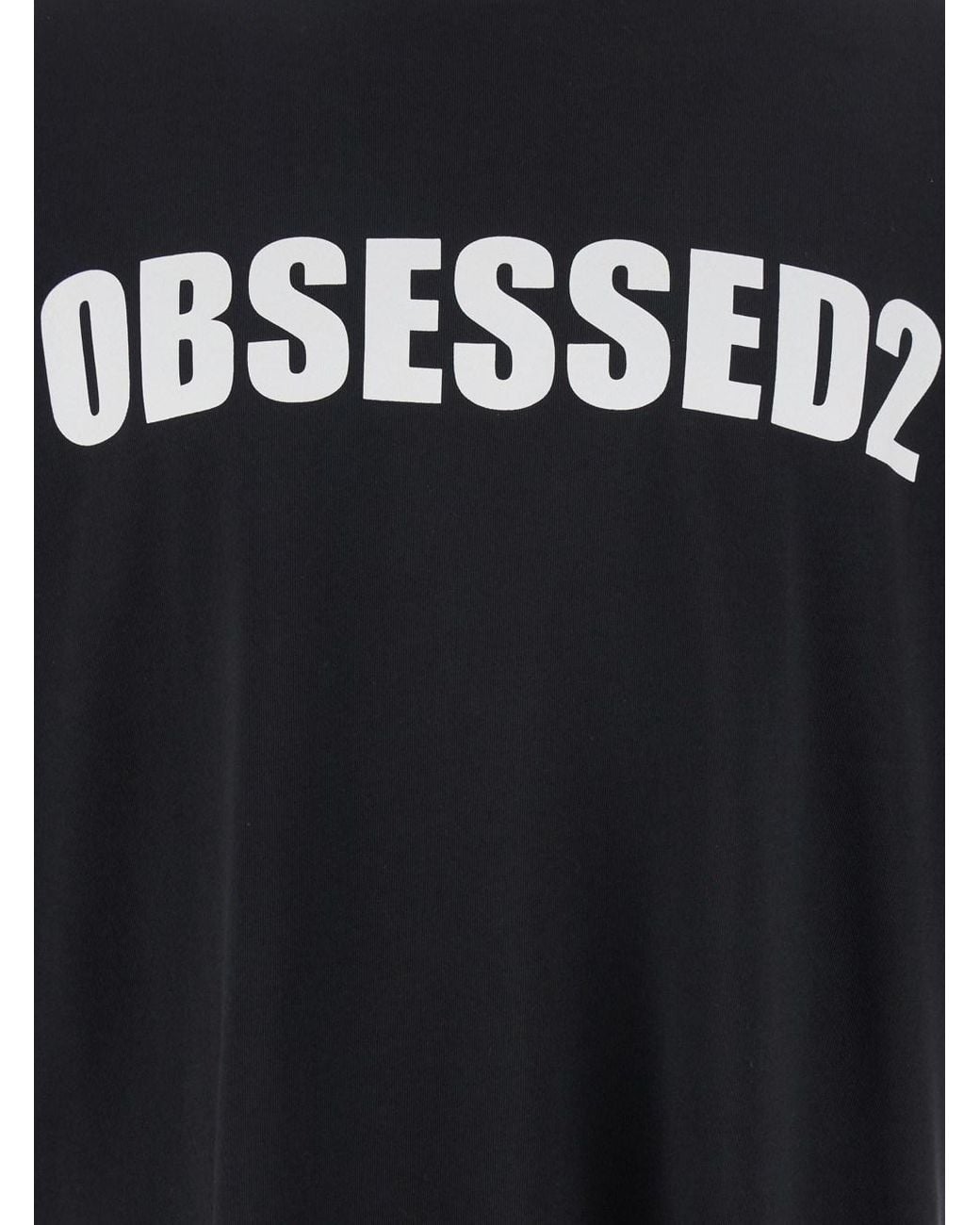 DSquared² Black Crewneck T-Shirt With Maxi Logo Lettering On The Front for men