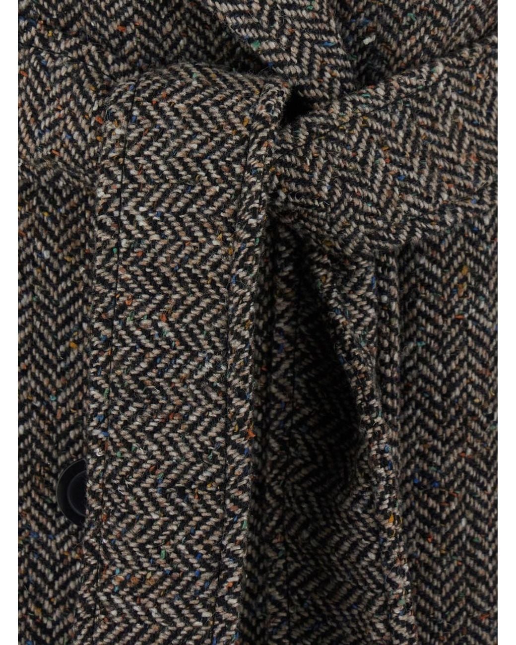 Momoní Gray Coat With Notched Revers And Front Belt