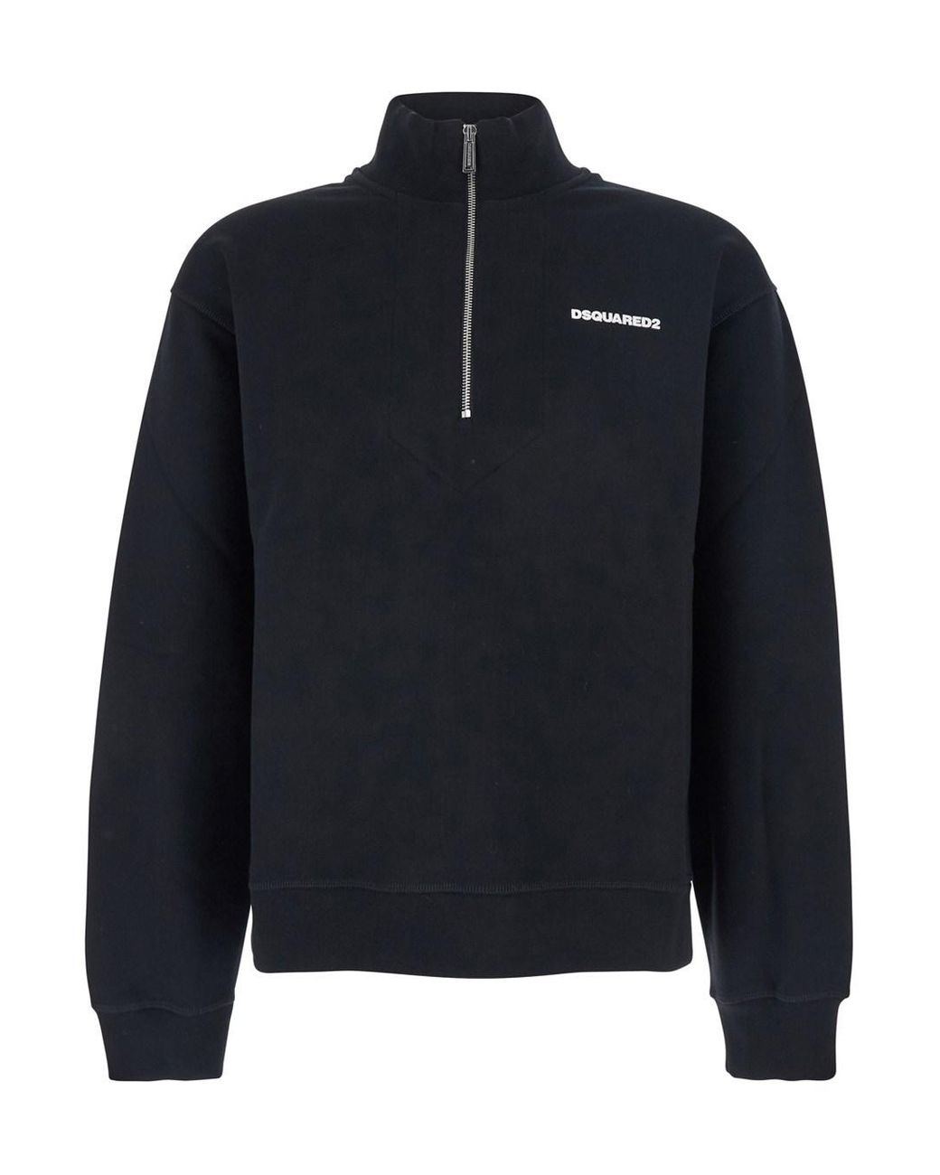DSquared² Blue High Neck Sweatshirt With Lettering Logo On The Front for men