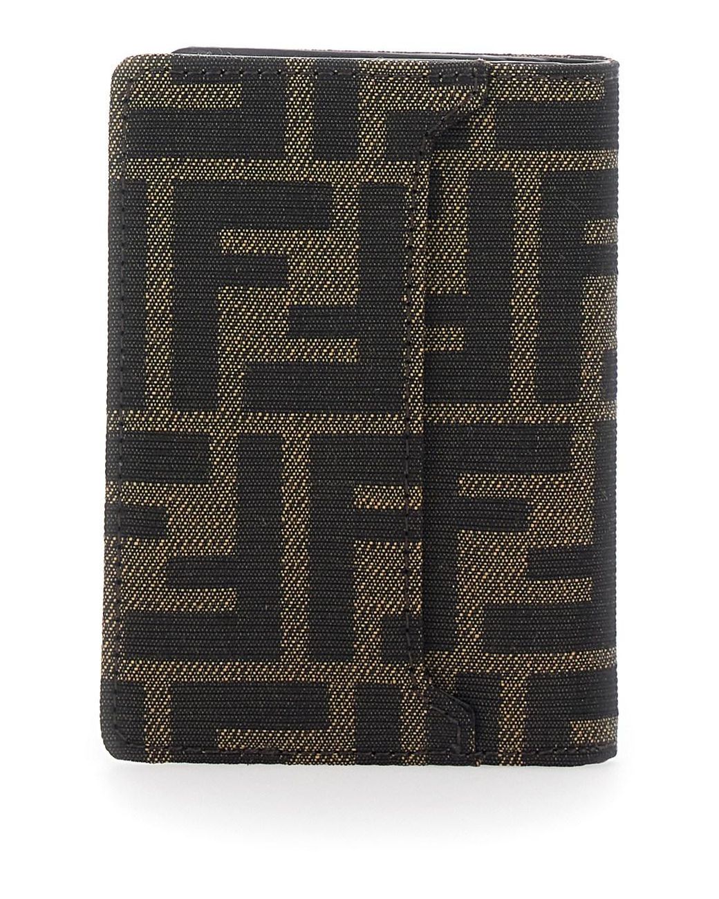 Fendi Black Card Holder With Logo On Front And Ff All Over Ff Motif for men