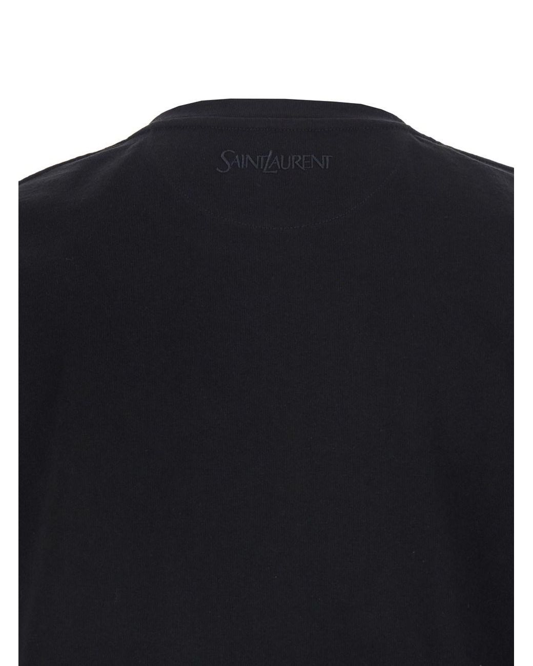 Saint Laurent Black T-Shirt Round Neck Cotton T-Shirts for men
