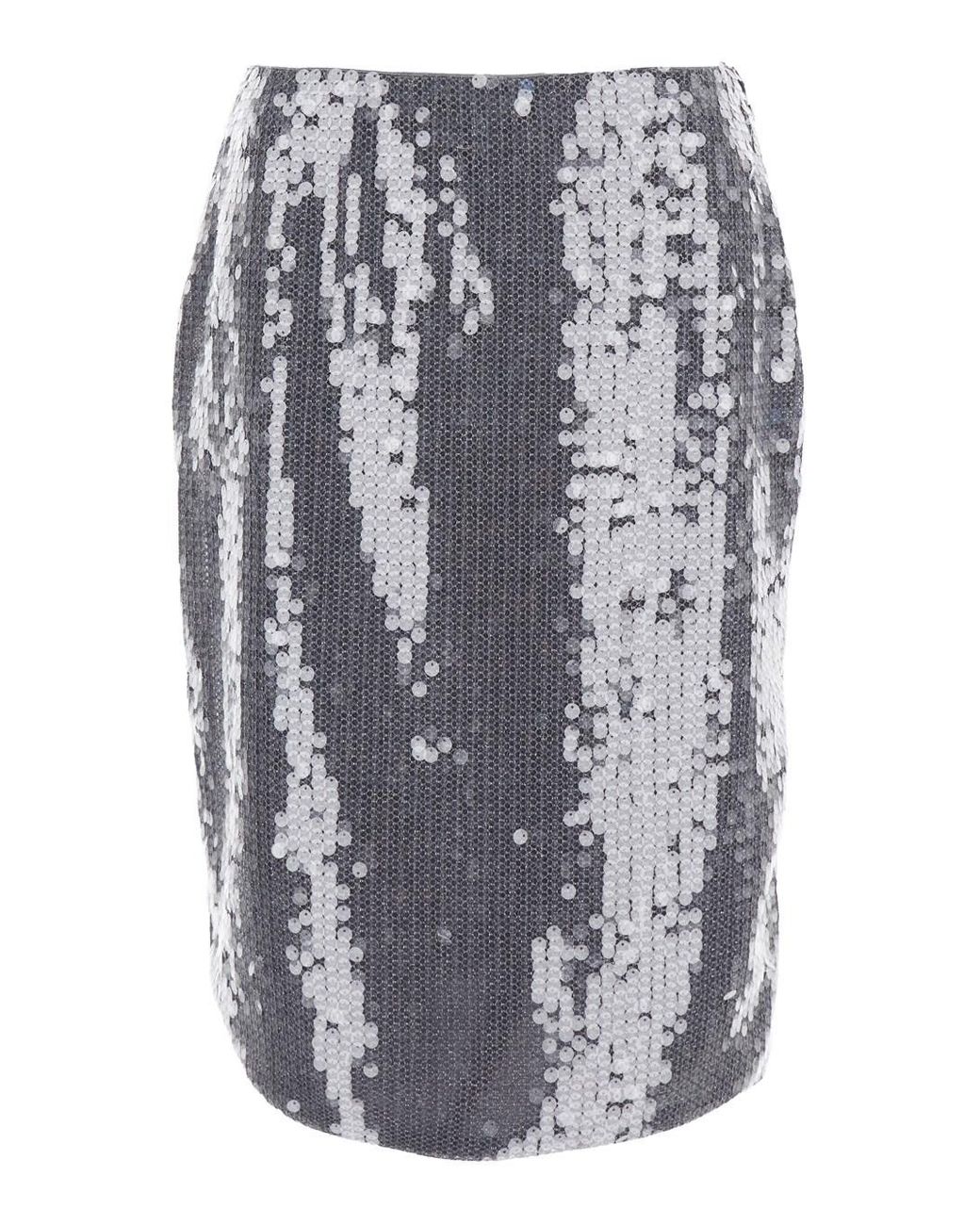 ROTATE BIRGER CHRISTENSEN Gray Skirt With All-Over Sequins