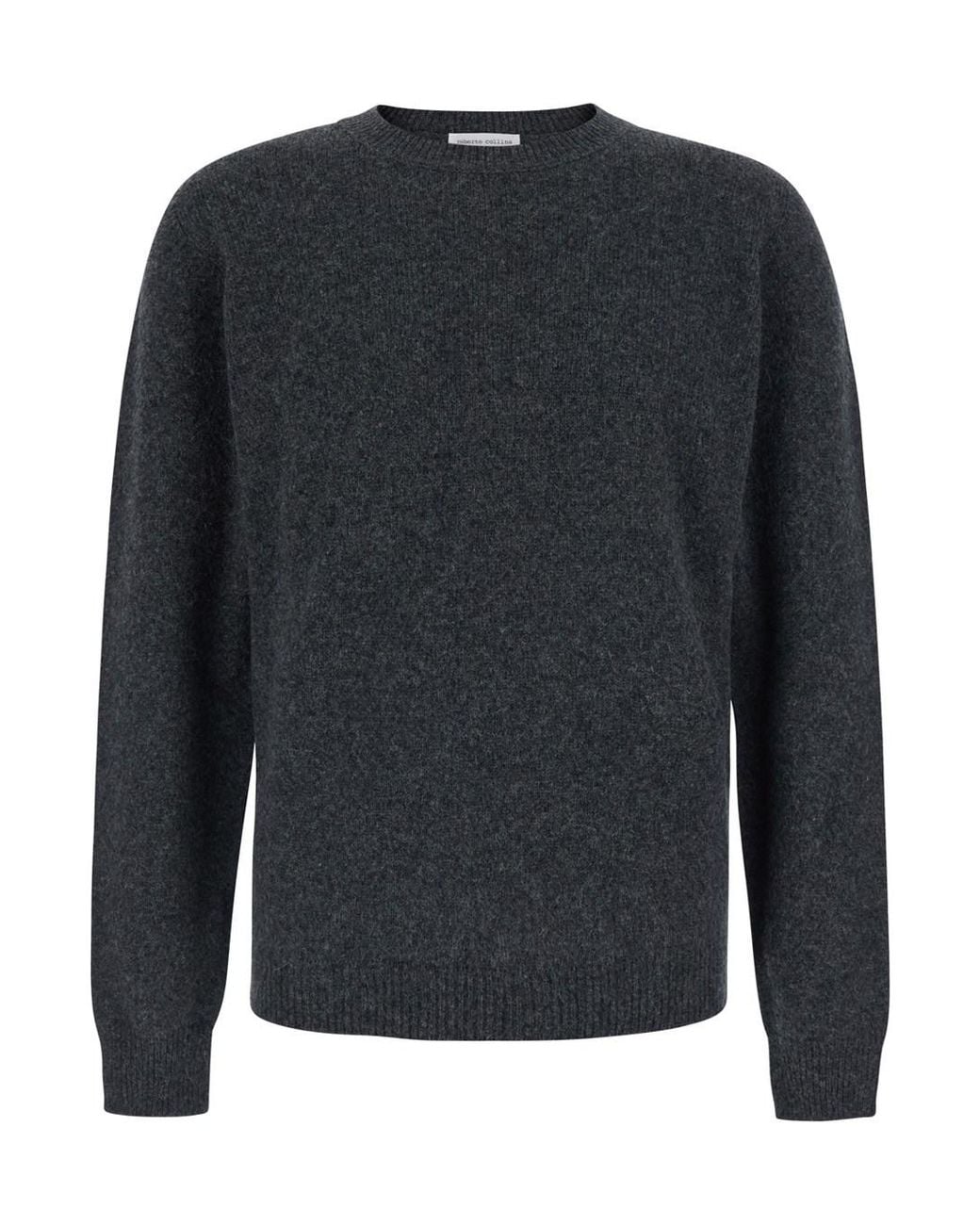Roberto Collina Gray Crew Neck Sweater With Ribbed Details for men
