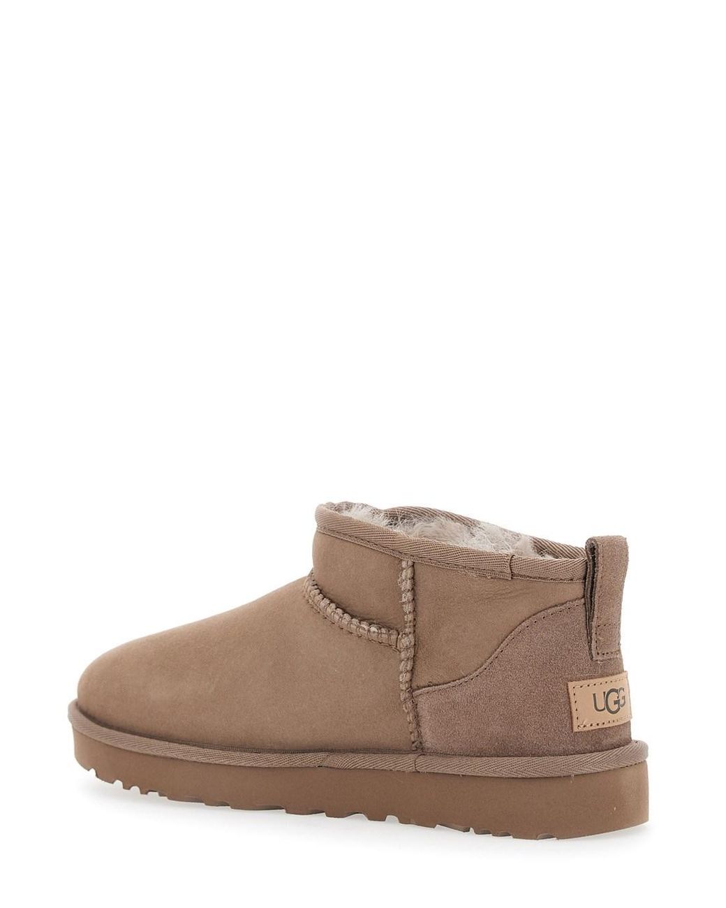 Ugg Brown Ultra Mini Ankle Boots With Logo Back