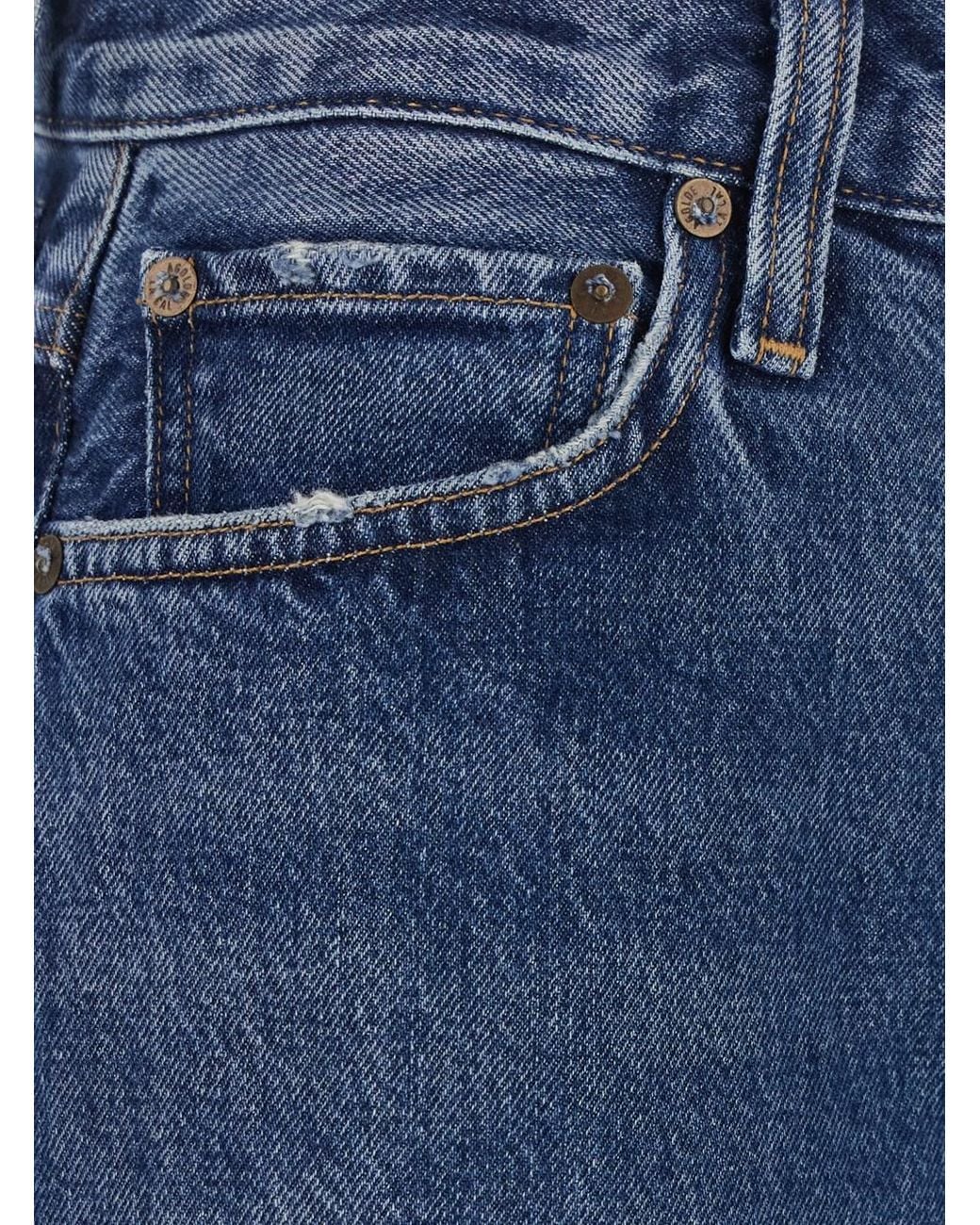 Agolde Blue Wide Five-Pocket Jeans, Denim