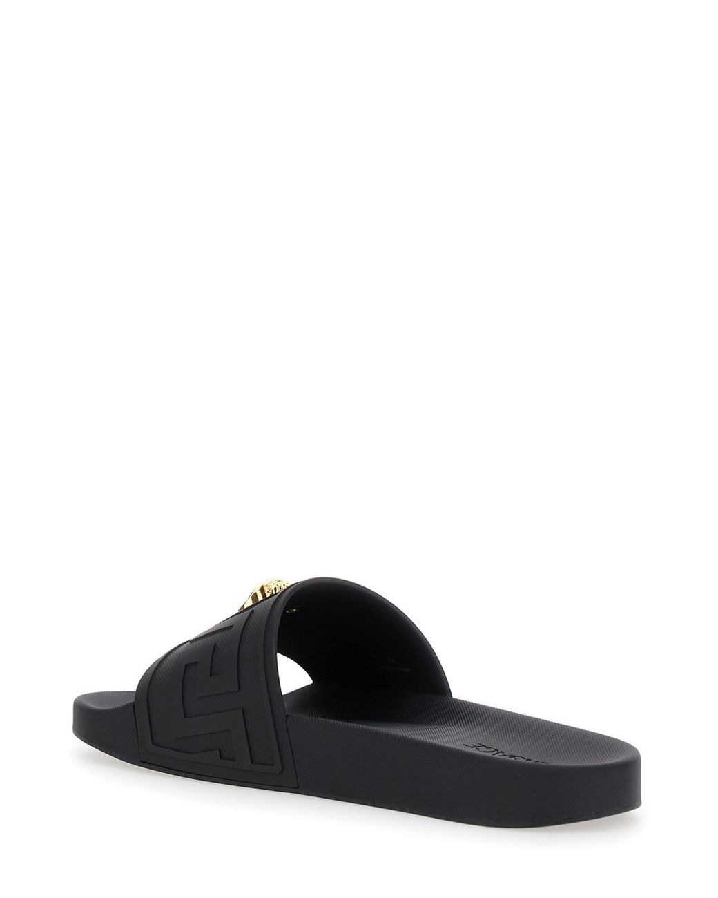 Versace Black Sandals With Medusa Plaque On The Front for men
