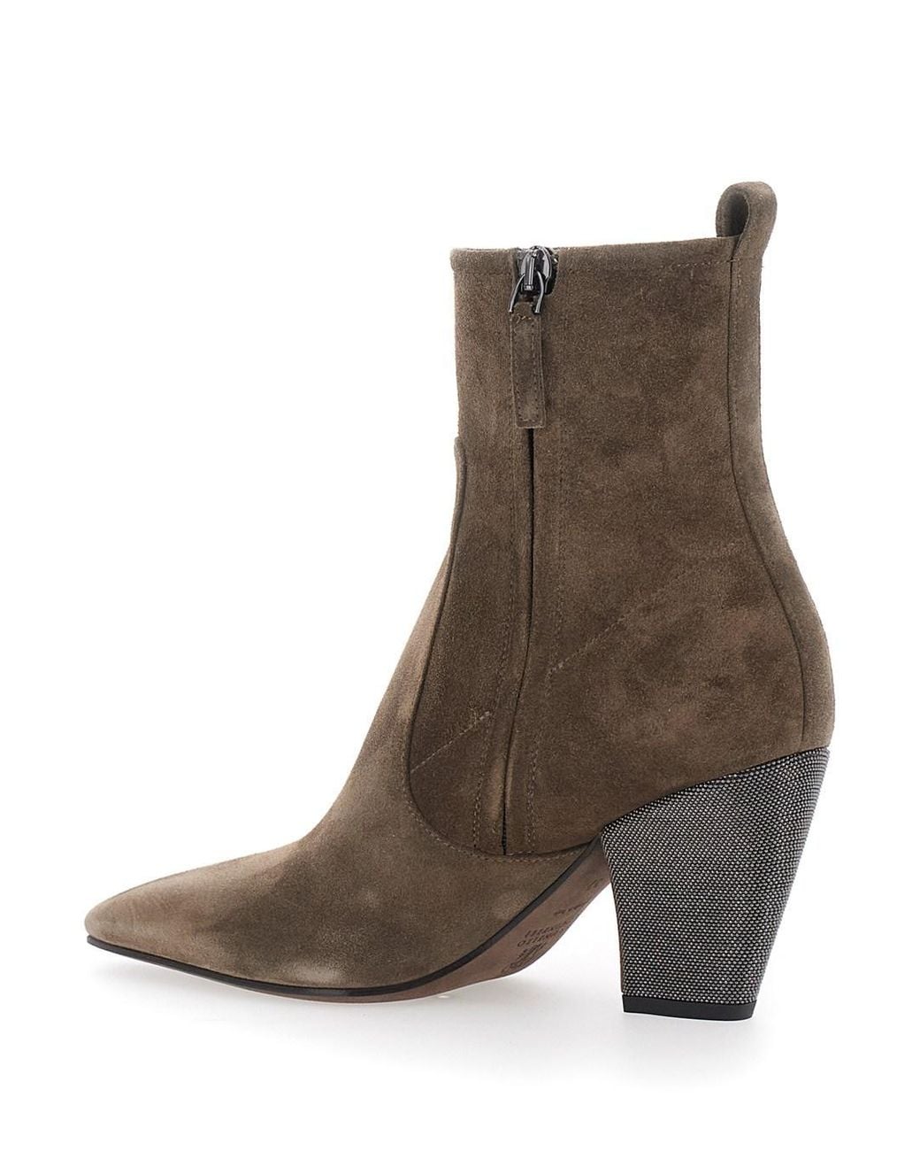 Brunello Cucinelli Brown Pair Of Mini Heel Ankle Boots