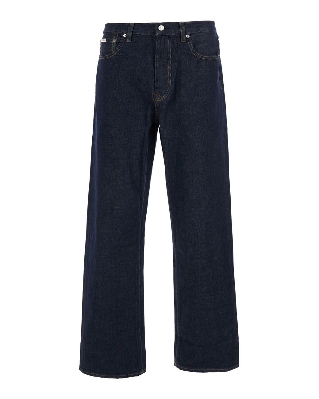 Calvin Klein Blue Denim Jeans With Logo Patch On Front & Back for men
