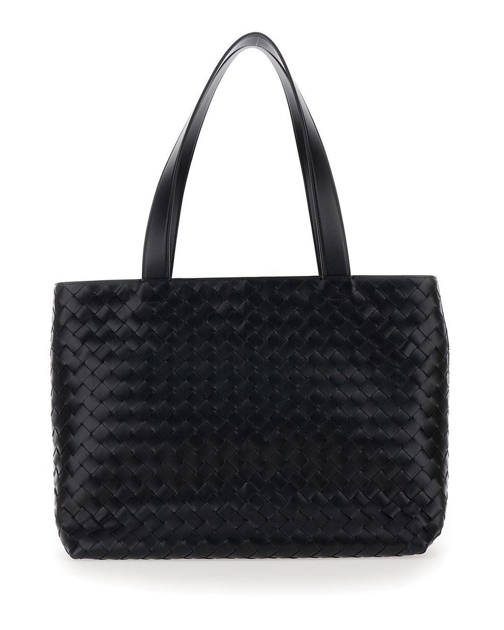 Bottega Veneta Black 'Small Intrecciato' Tote Bag With Zip Closure for men