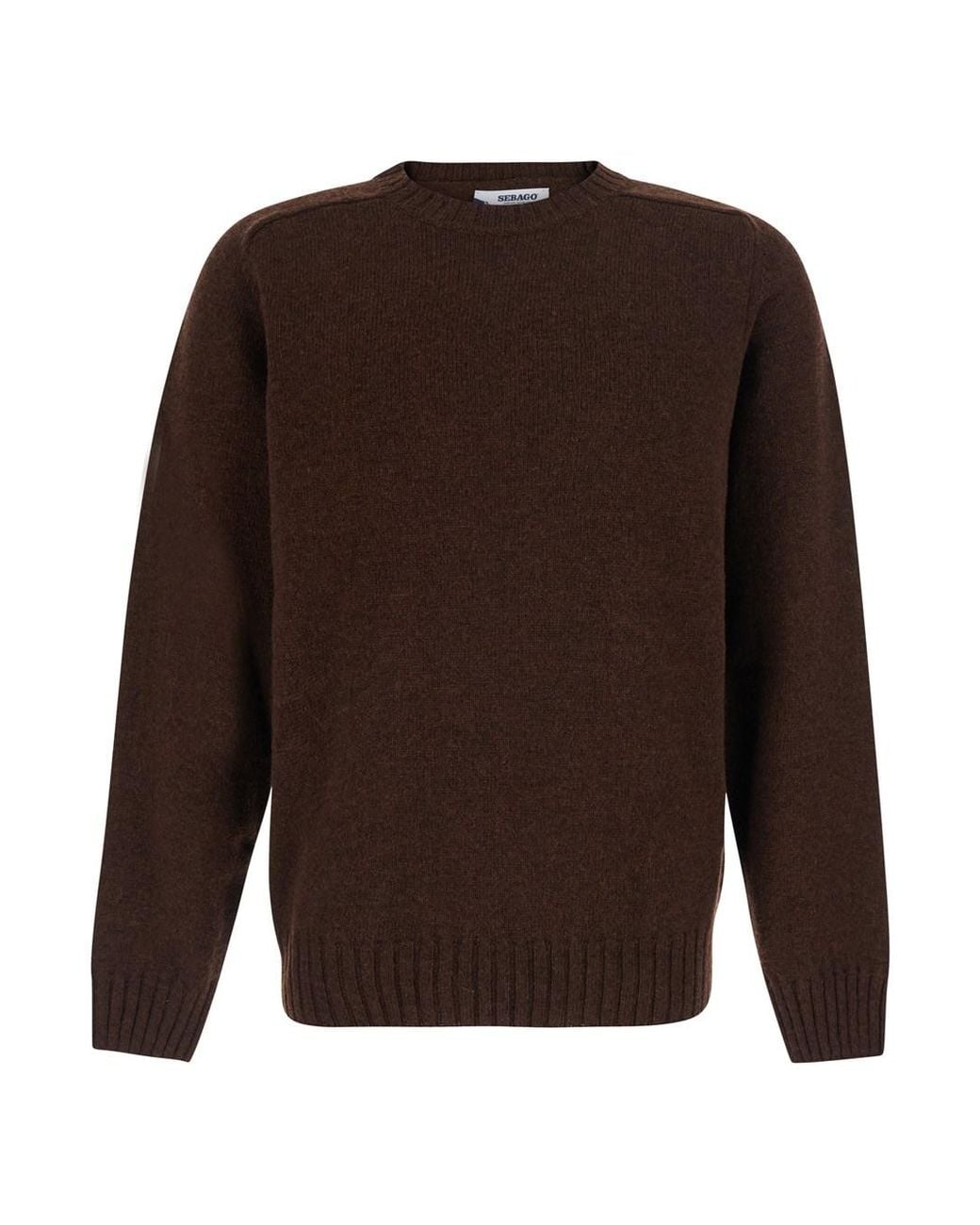 Sebago Brown Crew Neck Sweater With Ribbed Trims for men