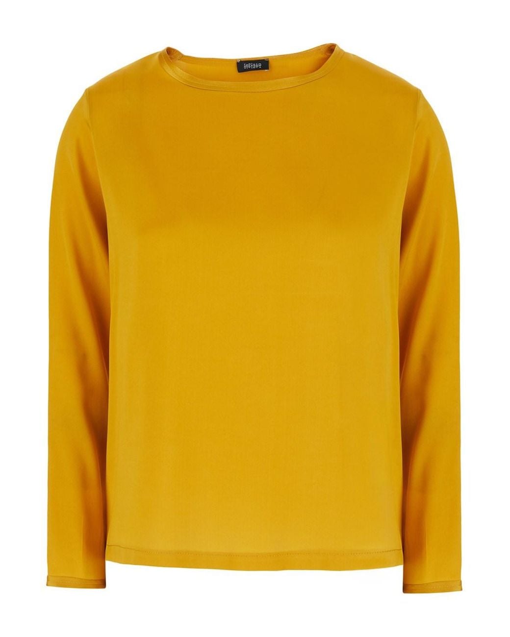 Le Plain Yellow Crew Neck Top With Long Sleeves