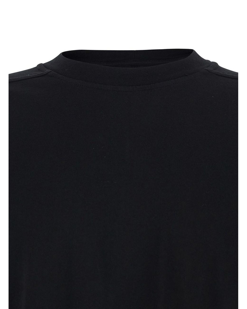 Rick Owens Black Crew Neck T-Shirt With Raised Collar for men