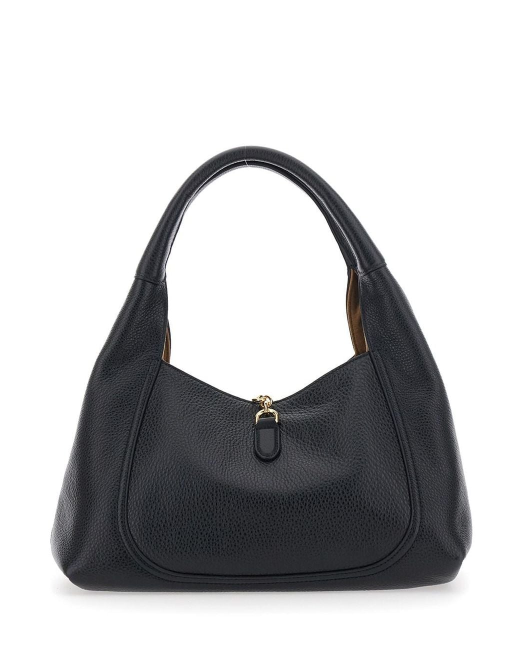 Gucci Black 'Softbit Large' Shoulder Bag With Maxi Metal Clamp