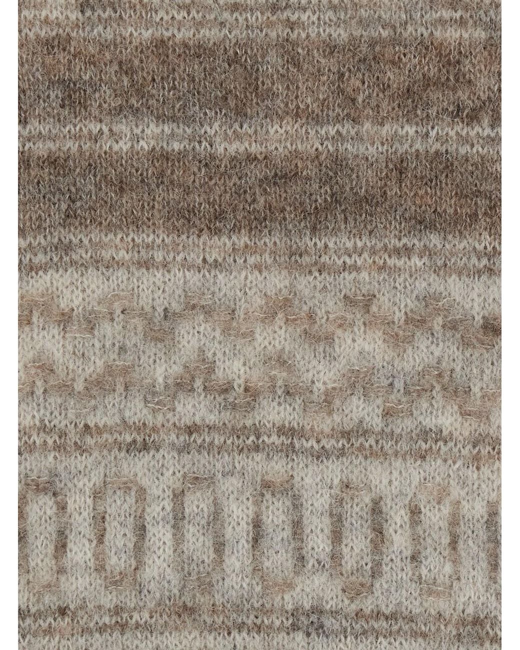 Brunello Cucinelli Gray High-Neck Nordic Jacquard Sweater for men