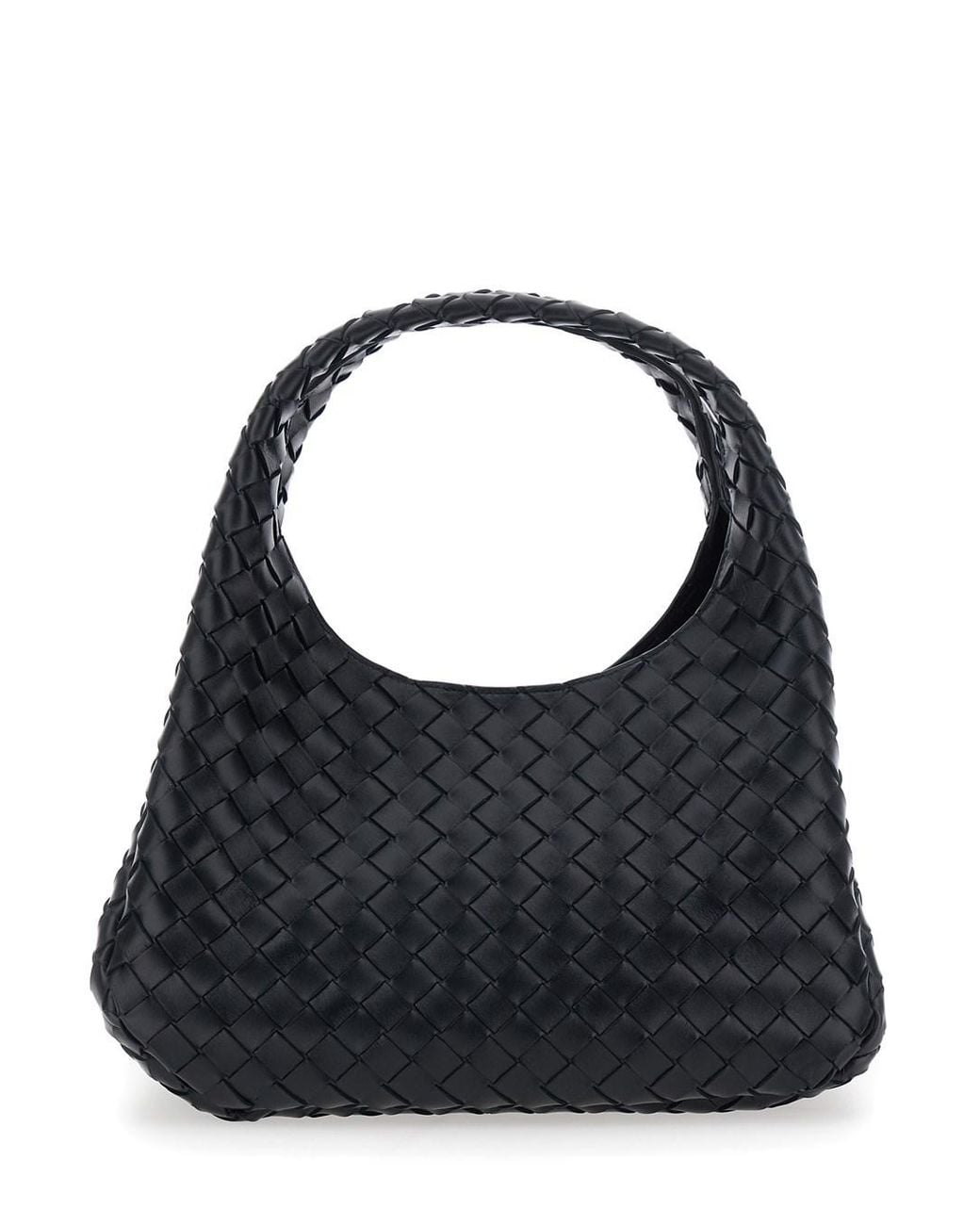 Bottega Veneta Black 'Campana' Shoulder Bag With Intreccio Motif