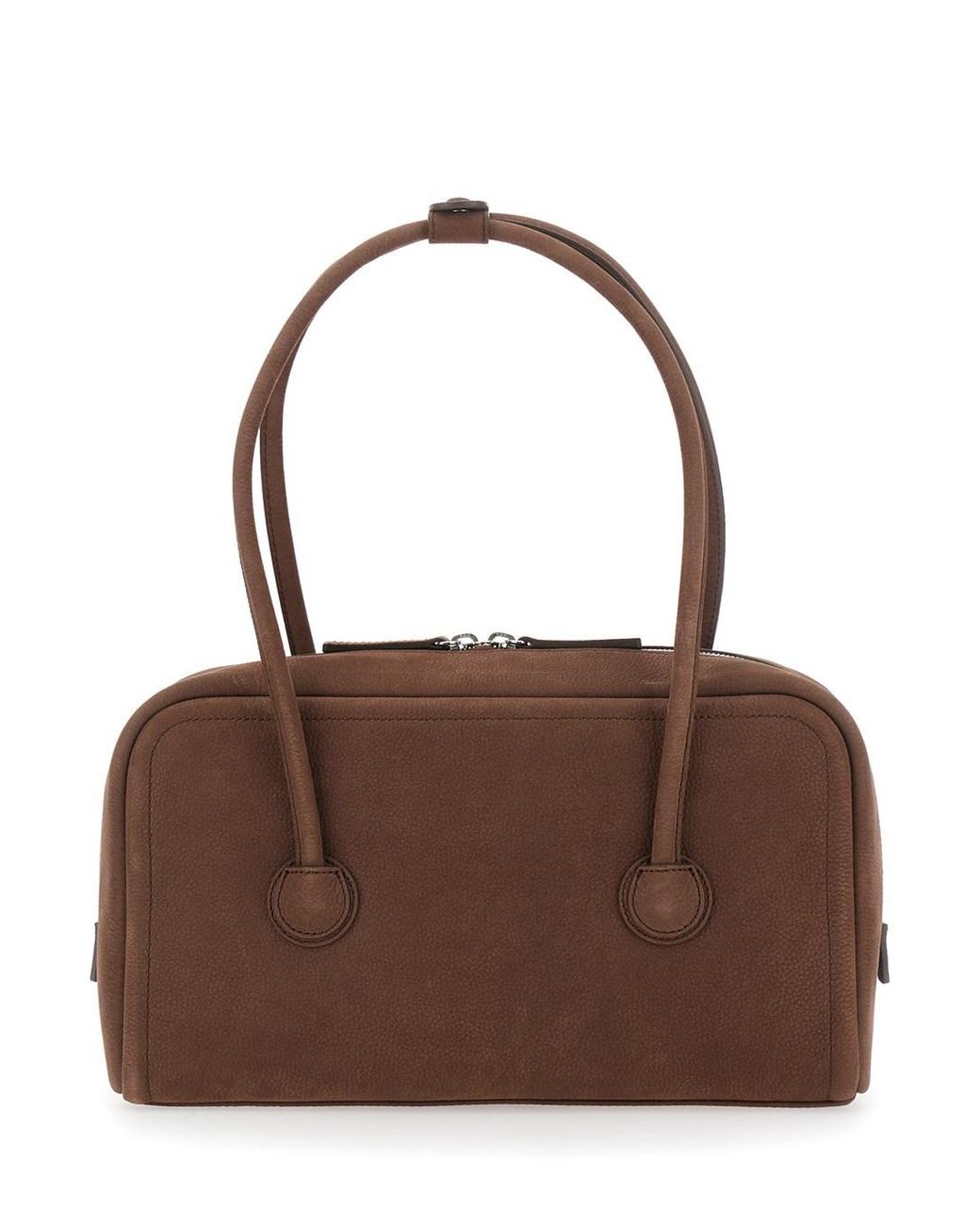 MARGE SHERWOOD Brown 'Soft Boston' Small Shoulder Bag With Two Top Hand