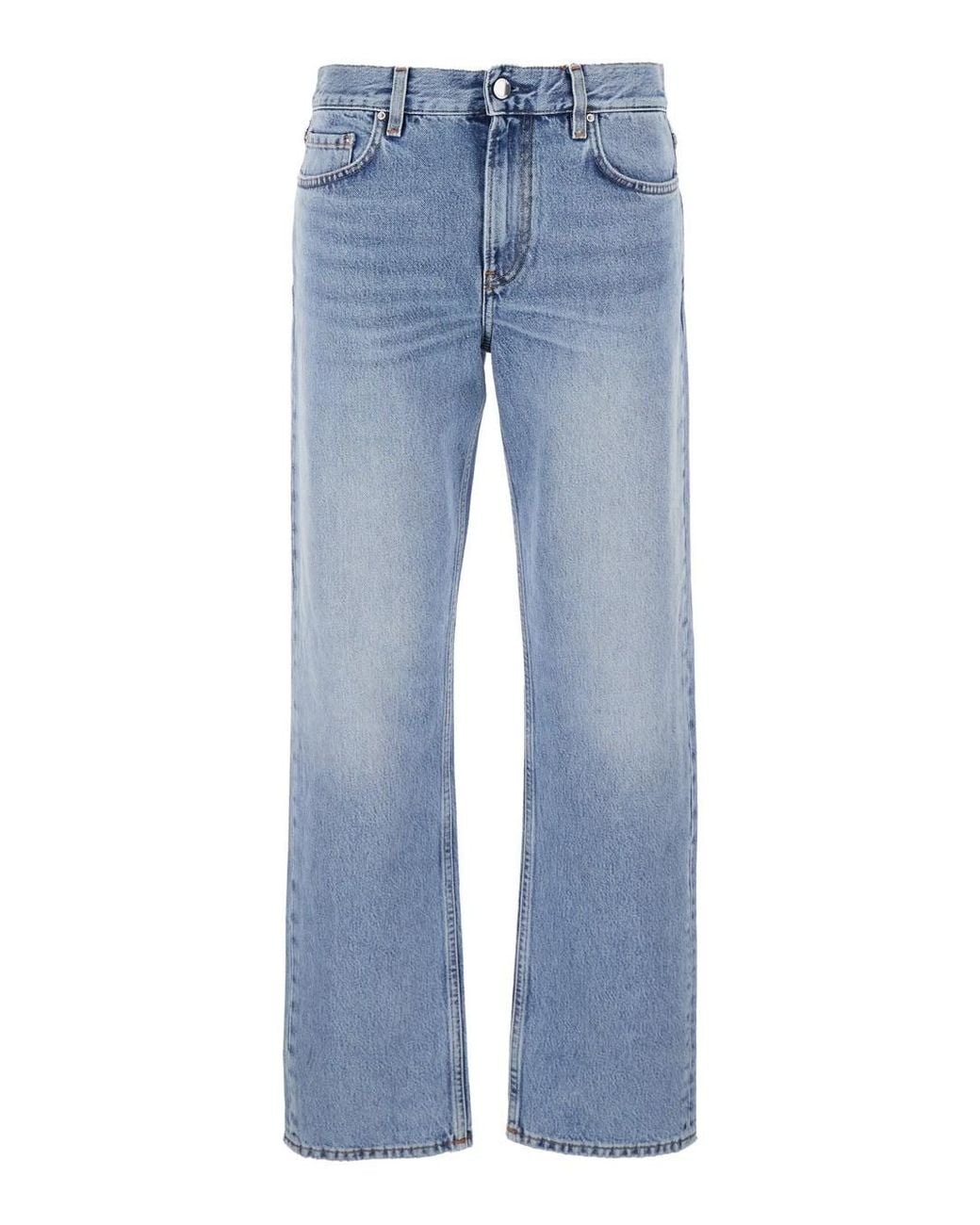Totême Blue Jeans With Belt Loops And Logo Patch On The Rear In