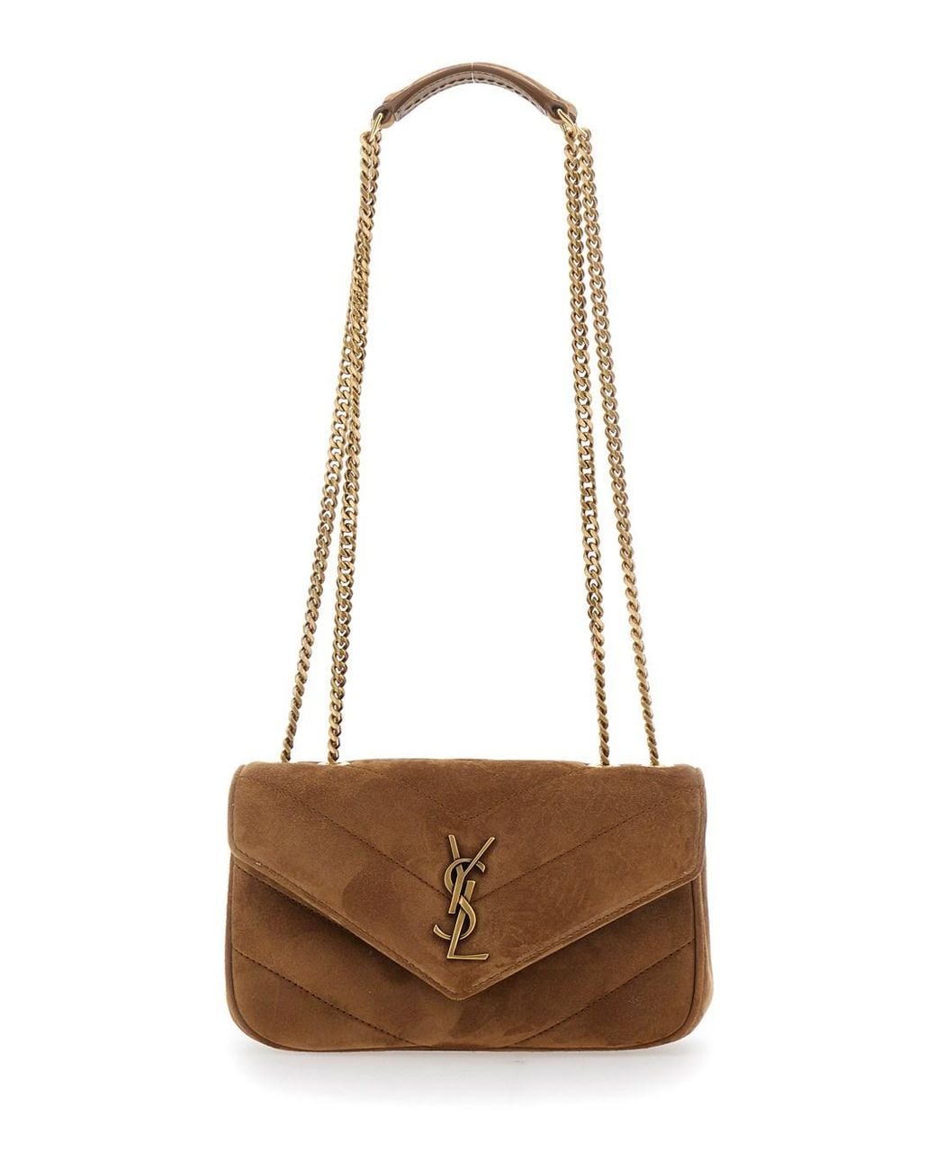 Saint Laurent White Crossbody Bag With Chain Shoulder Strap And Cassandre Plaque On The Front