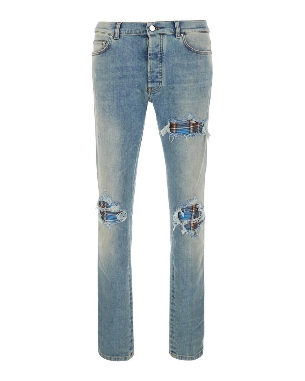 Amiri Blue Light Jeans With Ripped Details And Faded Design for men