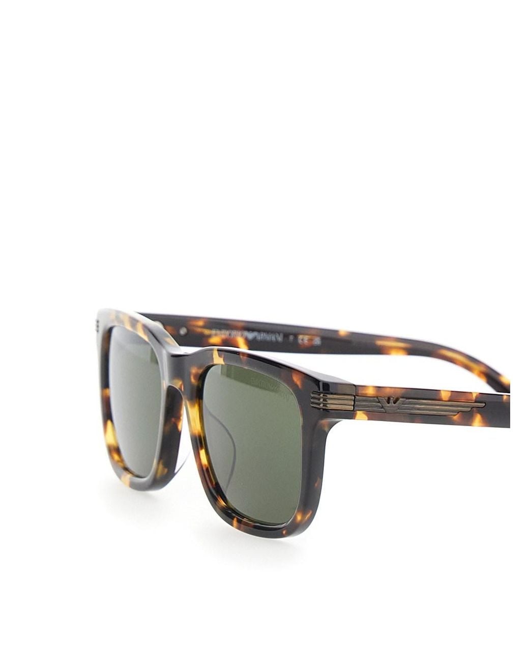 Emporio Armani Green Square-Lens Sunglasses With Leopard Print for men
