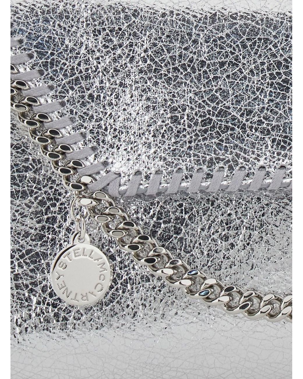 Stella McCartney Gray 'Falabella' Metallic Crossbody Bag With Chain Strap And Metallic Effect
