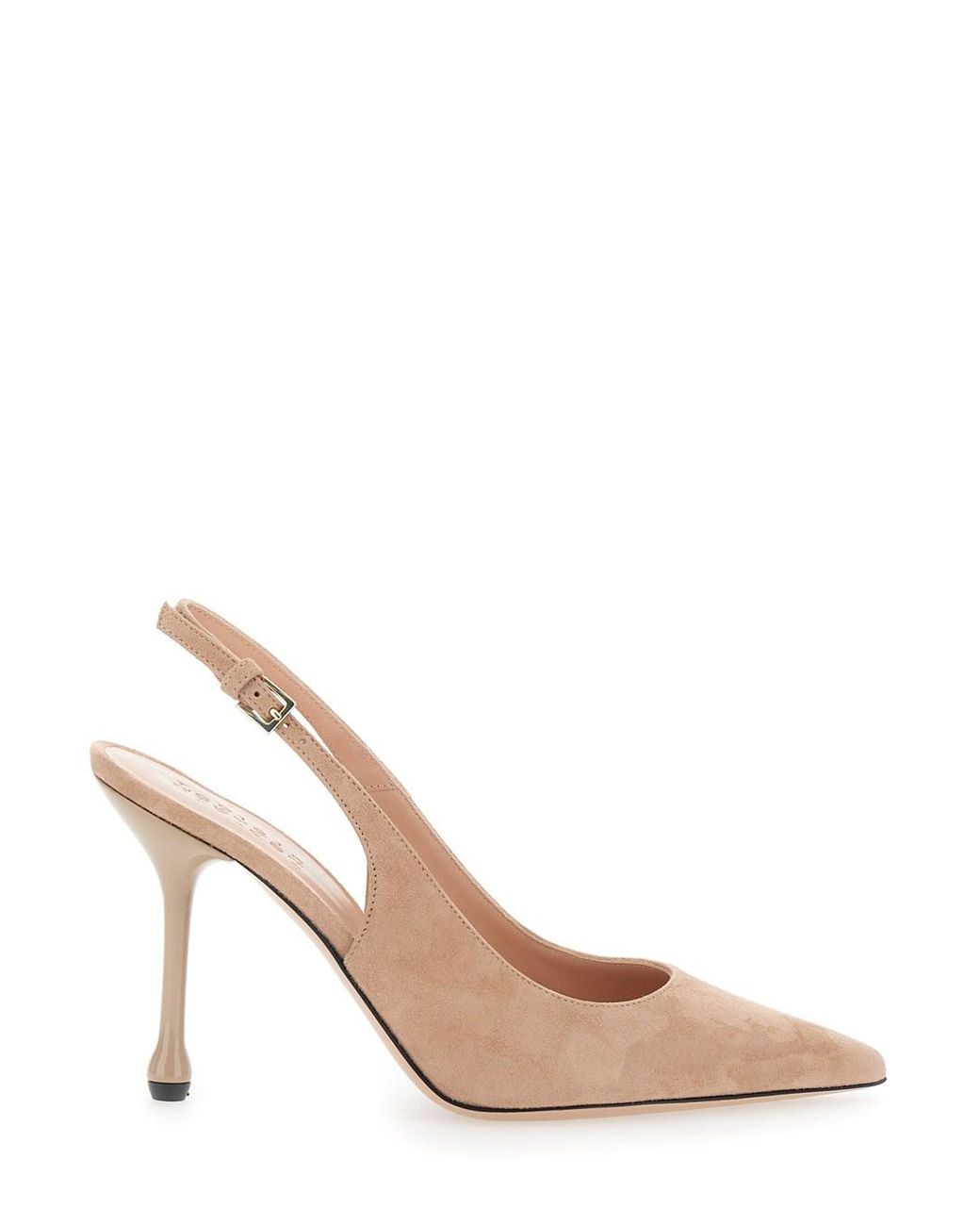 Le Plain Natural Pumps With Pointed Design And Adjustable Strap