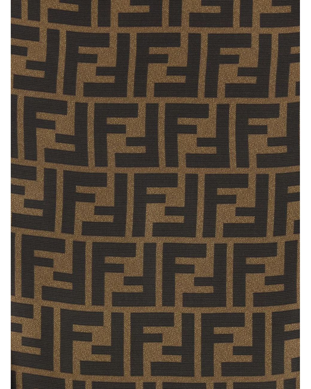 Fendi Brown Flared Midi Skirt With All-Over Ff Motif
