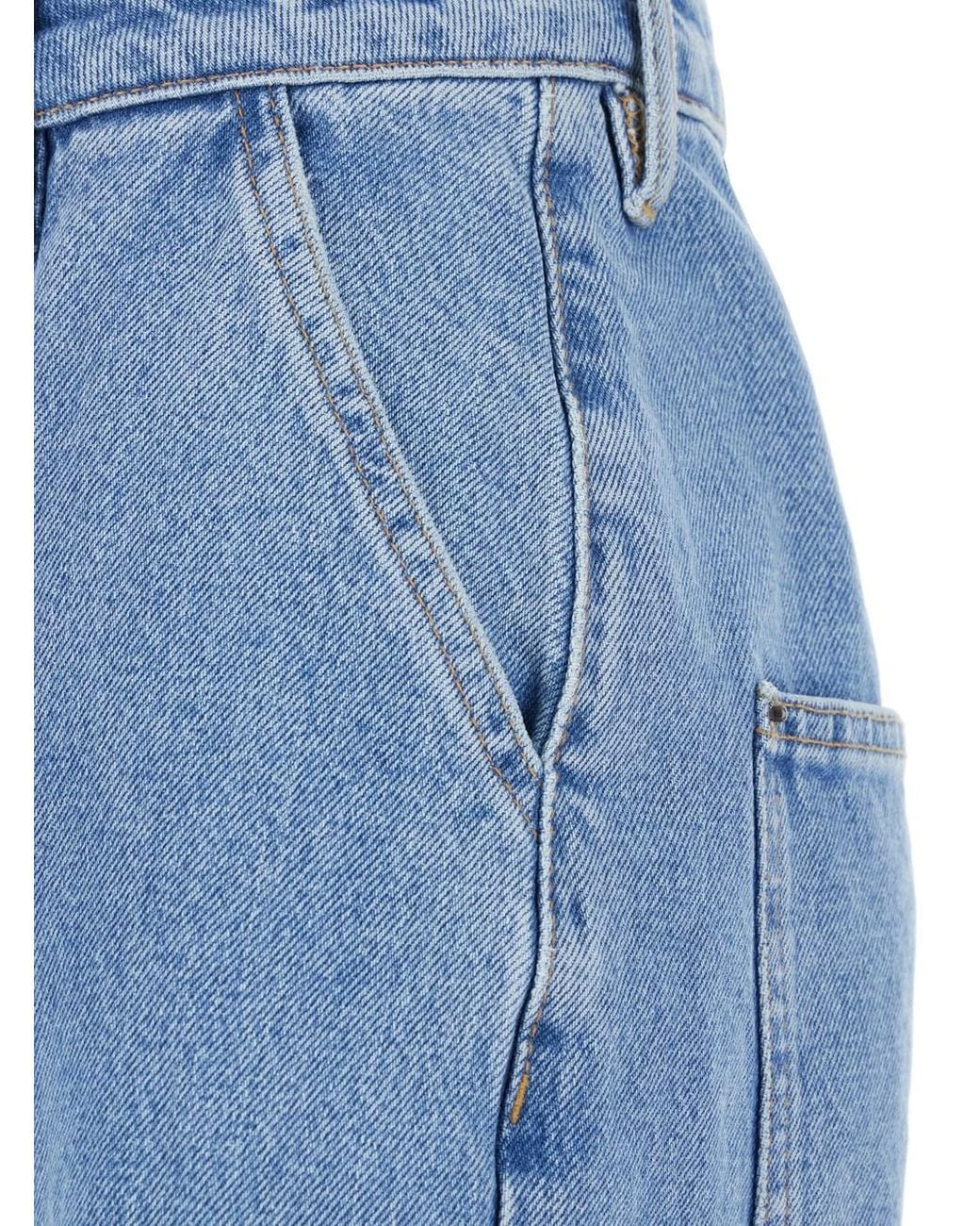 ROTATE BIRGER CHRISTENSEN Blue Light Jeans With Central Stitching And Logo Patch On The Back
