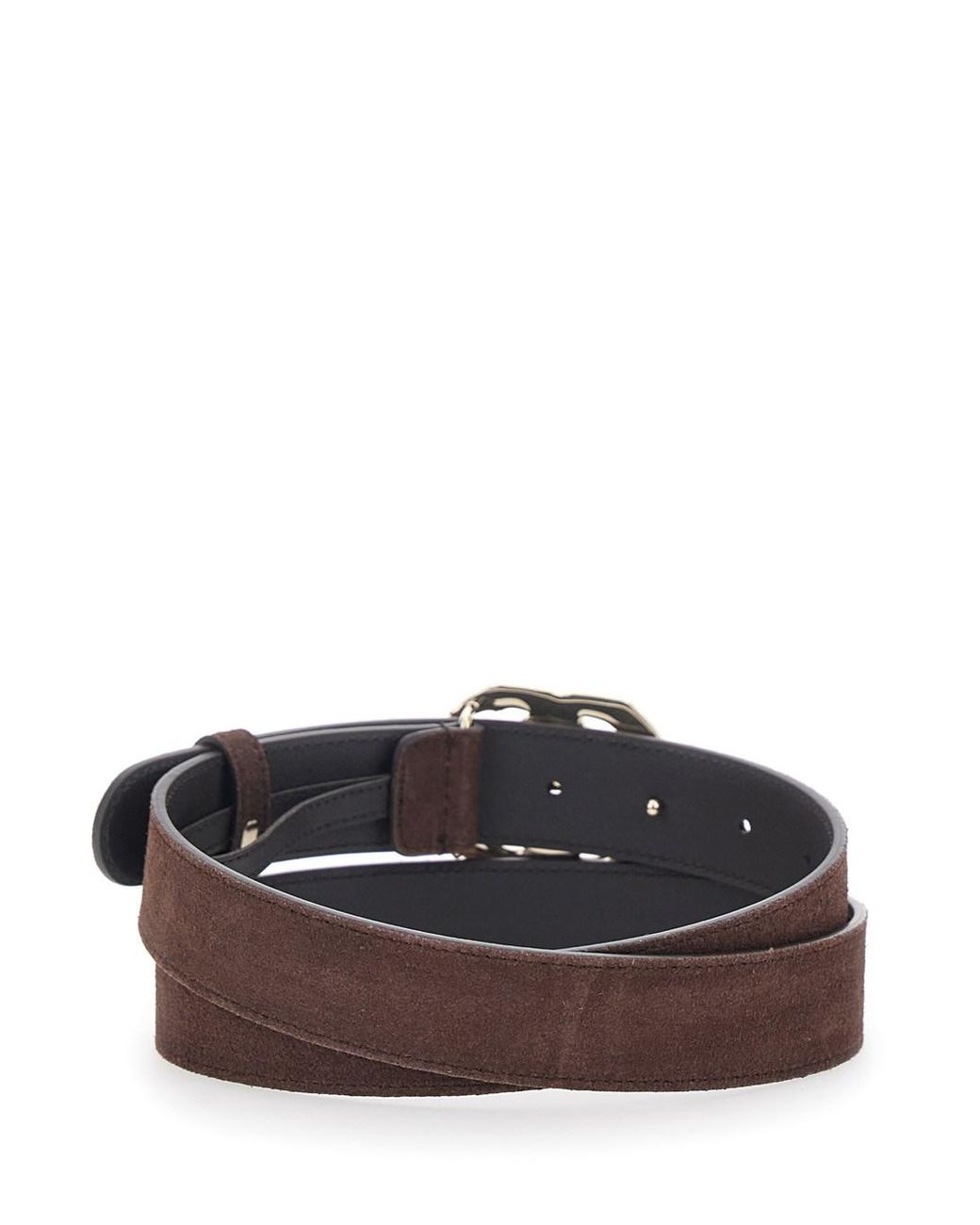 Gucci Brown Belt With Gg Buckle, Suede Calf Leather