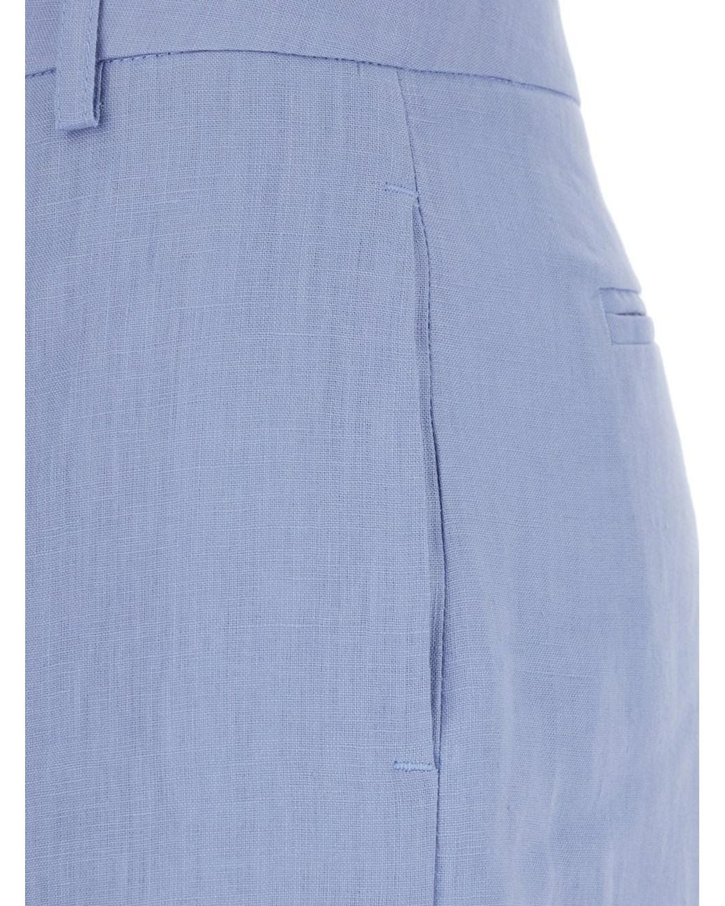 Le Plain Blue Light- Linen Trousers With Wide Leg