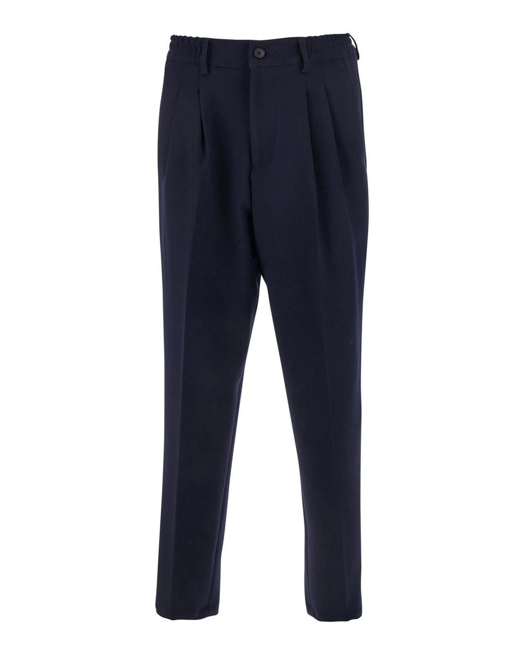 Low Brand Blue Pants With Elastic Waist And Belt Loops for men
