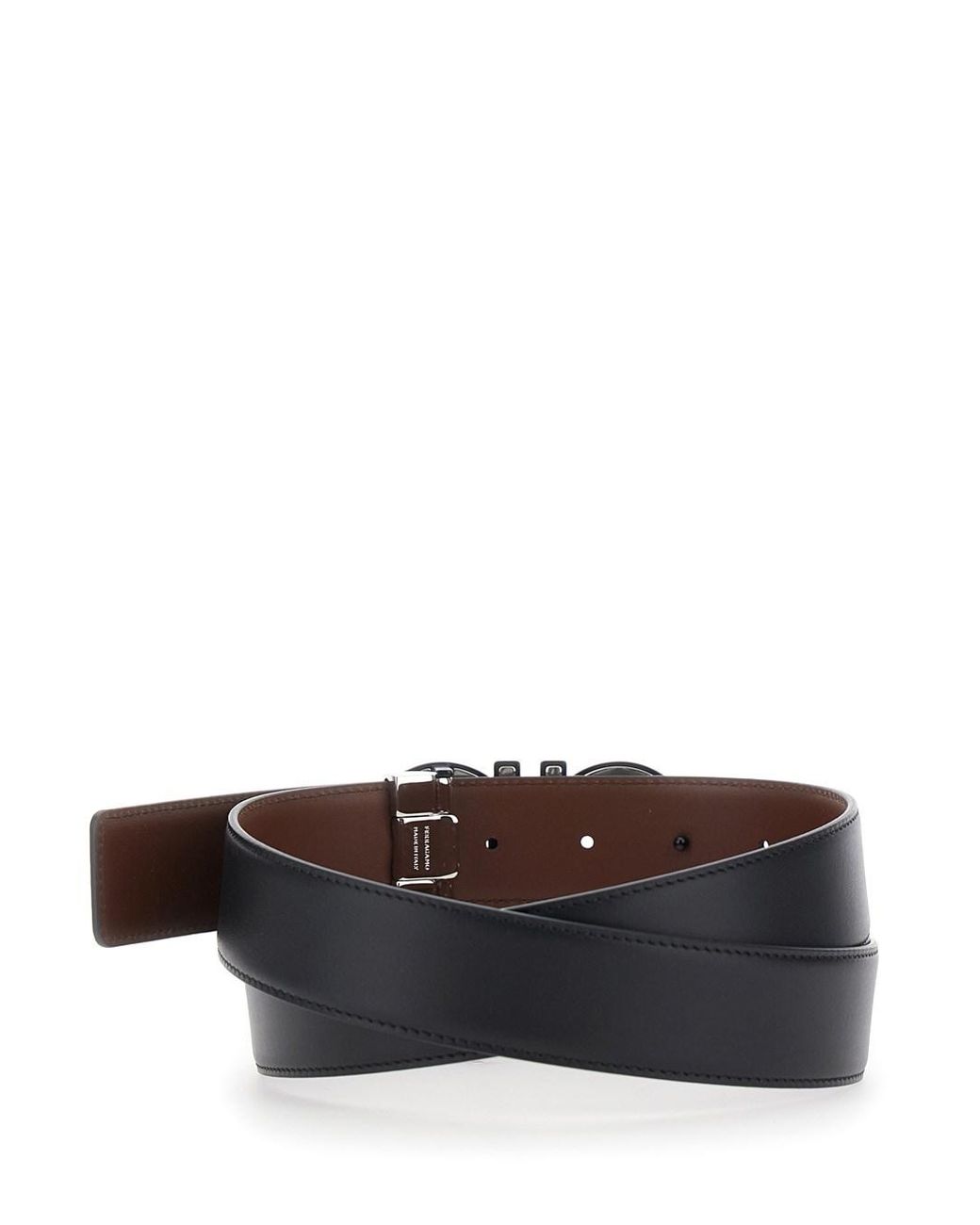 Ferragamo Black Belt Reversible Leather- Calf for men